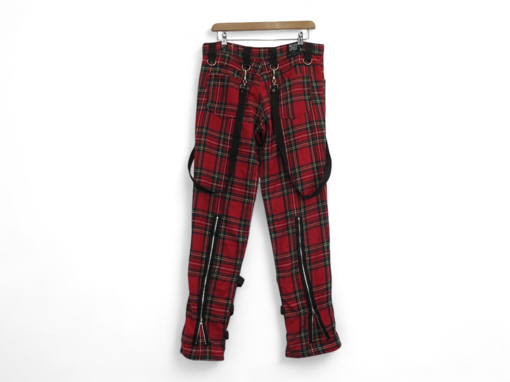 Back image for Tiger Of London W32 L31 Red Tartan Punk Rock Trousers Menswear | Preloved