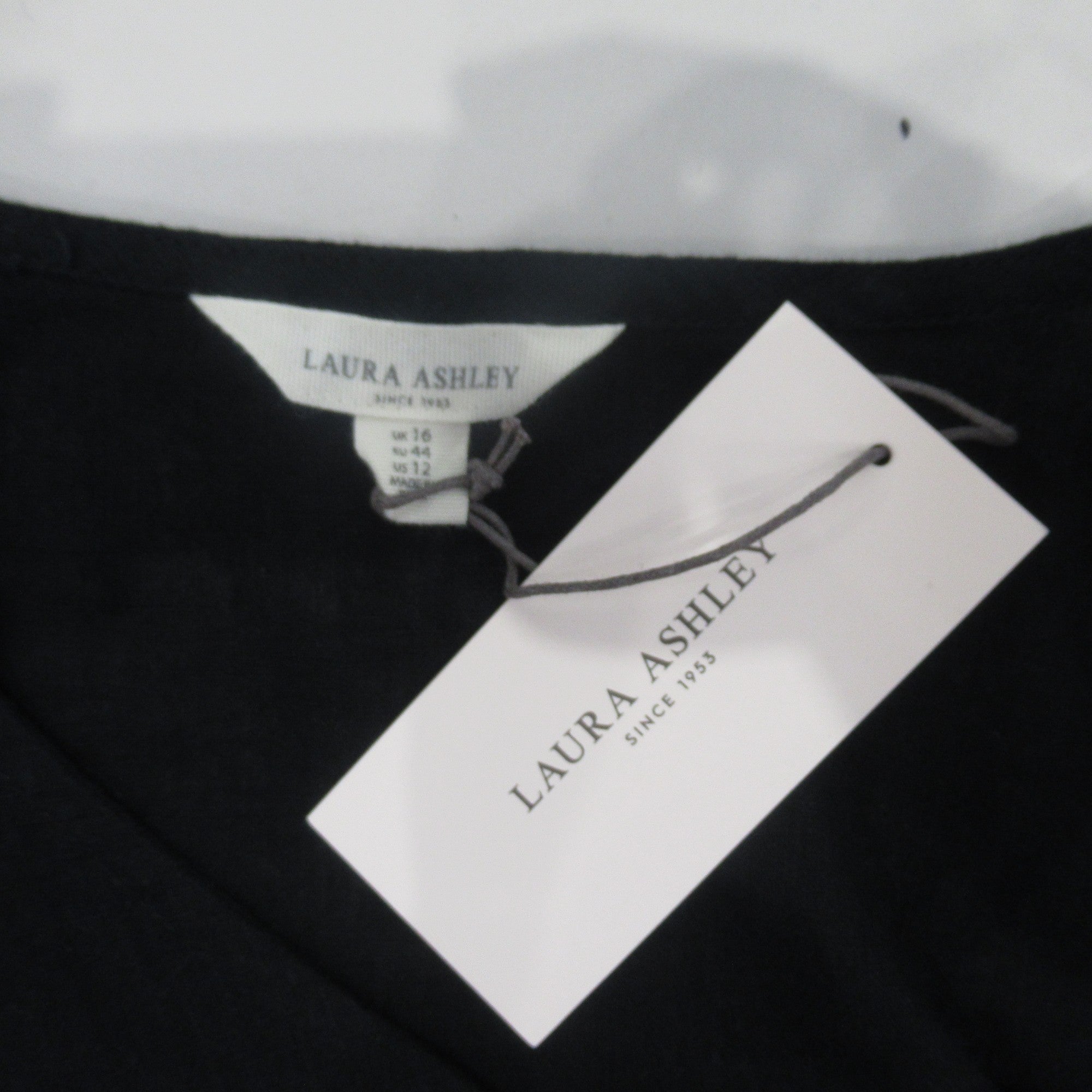 label image for Laura Ashley UK 16 Black Frill Top Cotton Womenswear | Preloved 