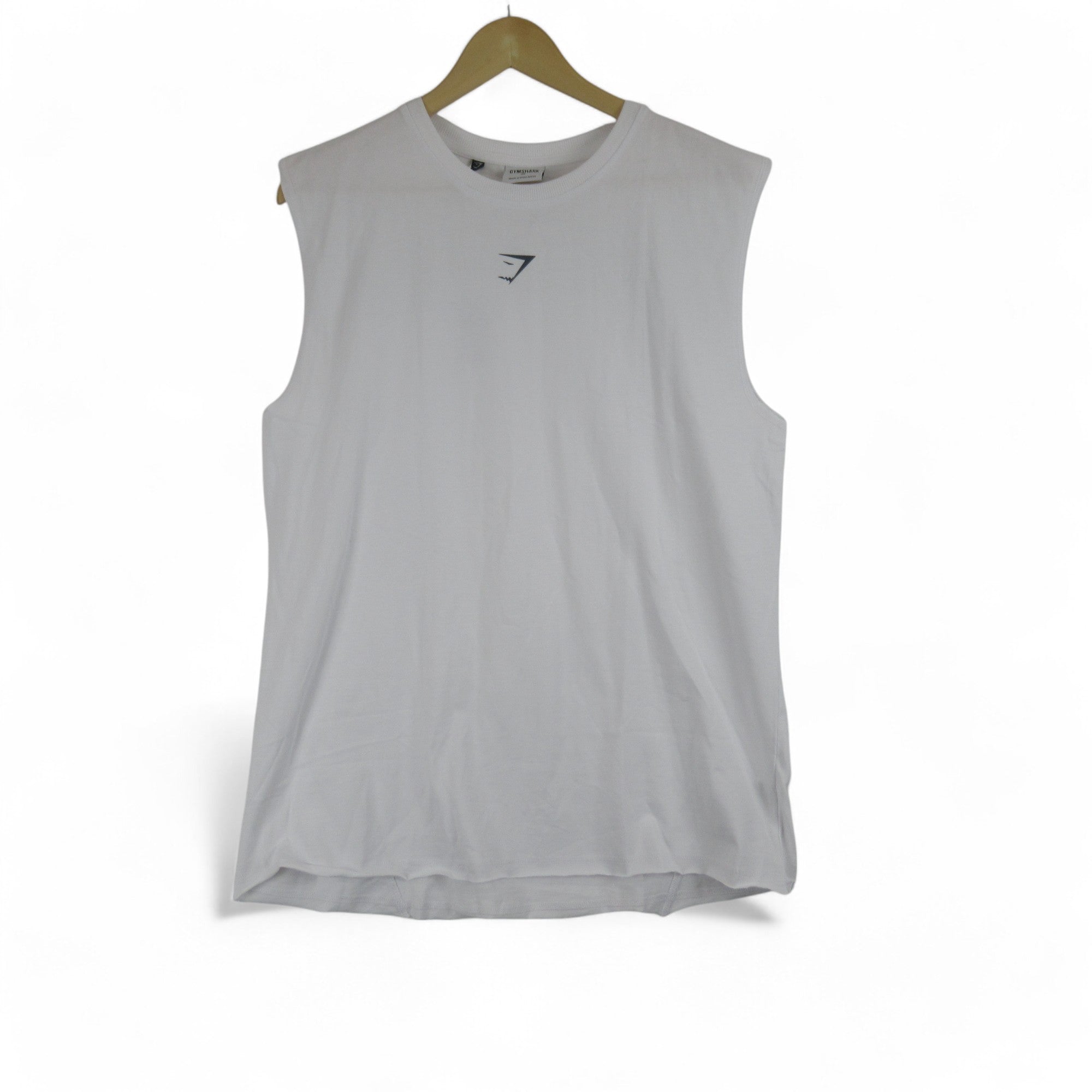 front image for Gymshark Power Tank Medium White Vest Oversized Menswear | Preloved