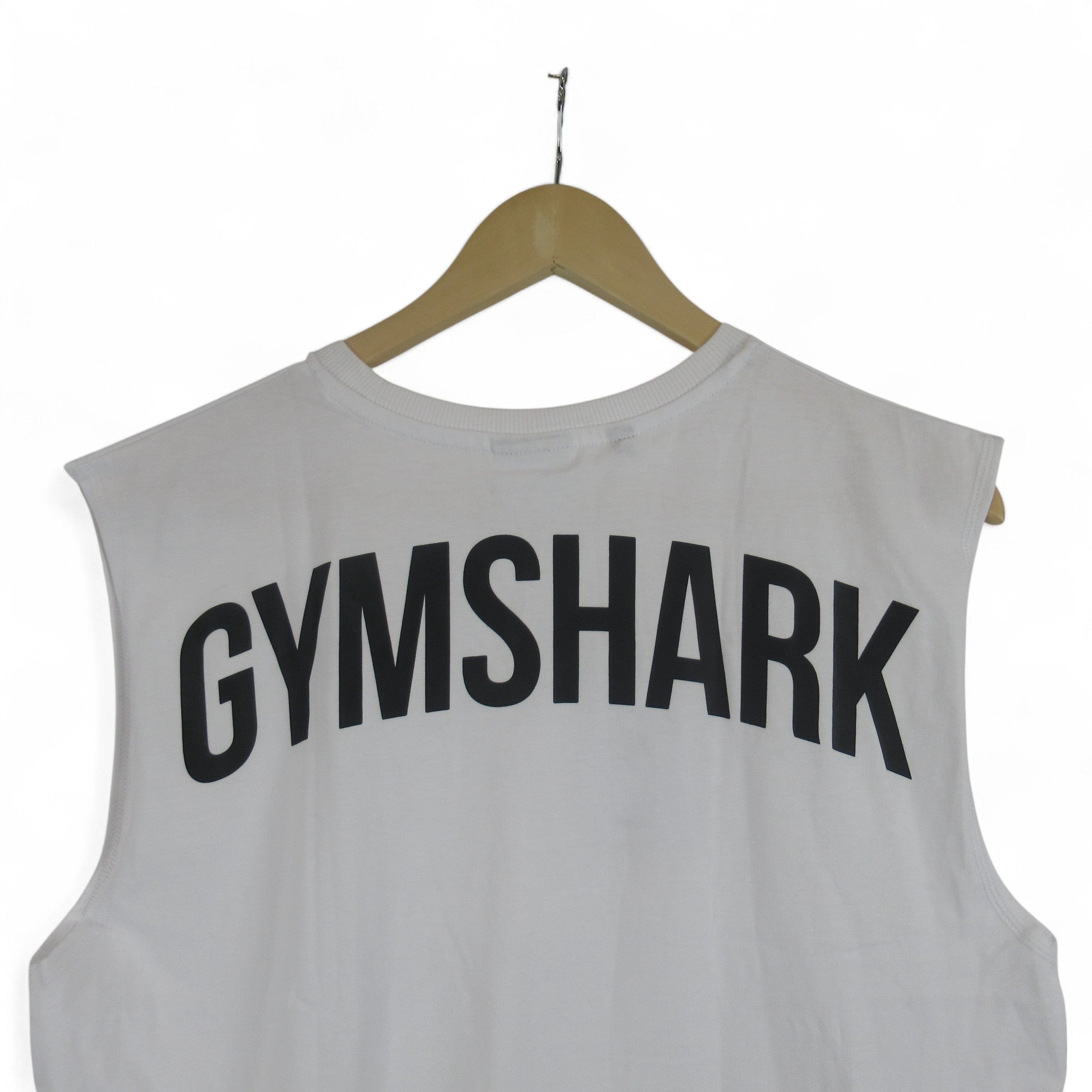 logo image for Gymshark Power Tank Medium White Vest Oversized Menswear | Preloved