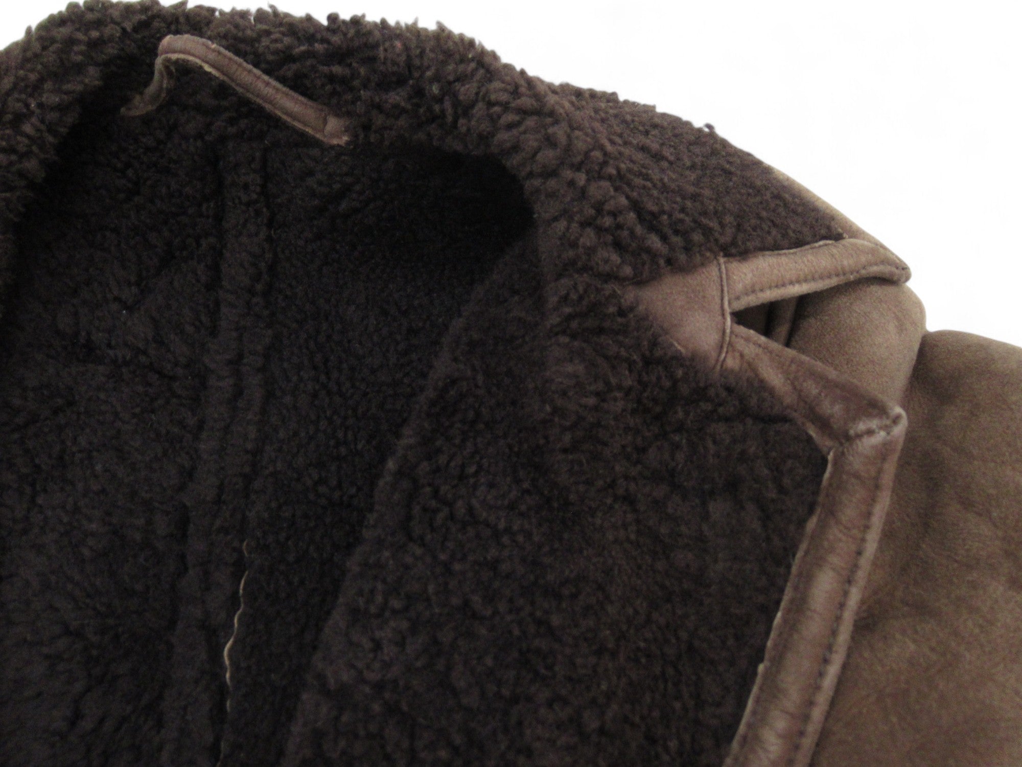 Lining image for Sheepskin Vintage 48" Brown Suede Coat Menswear | Preloved 