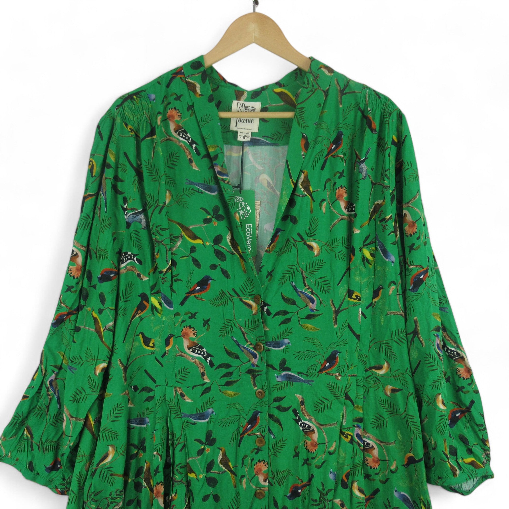 top image for Natural History Museum Birds Dress UK 22 Green Womenswear | Preloved