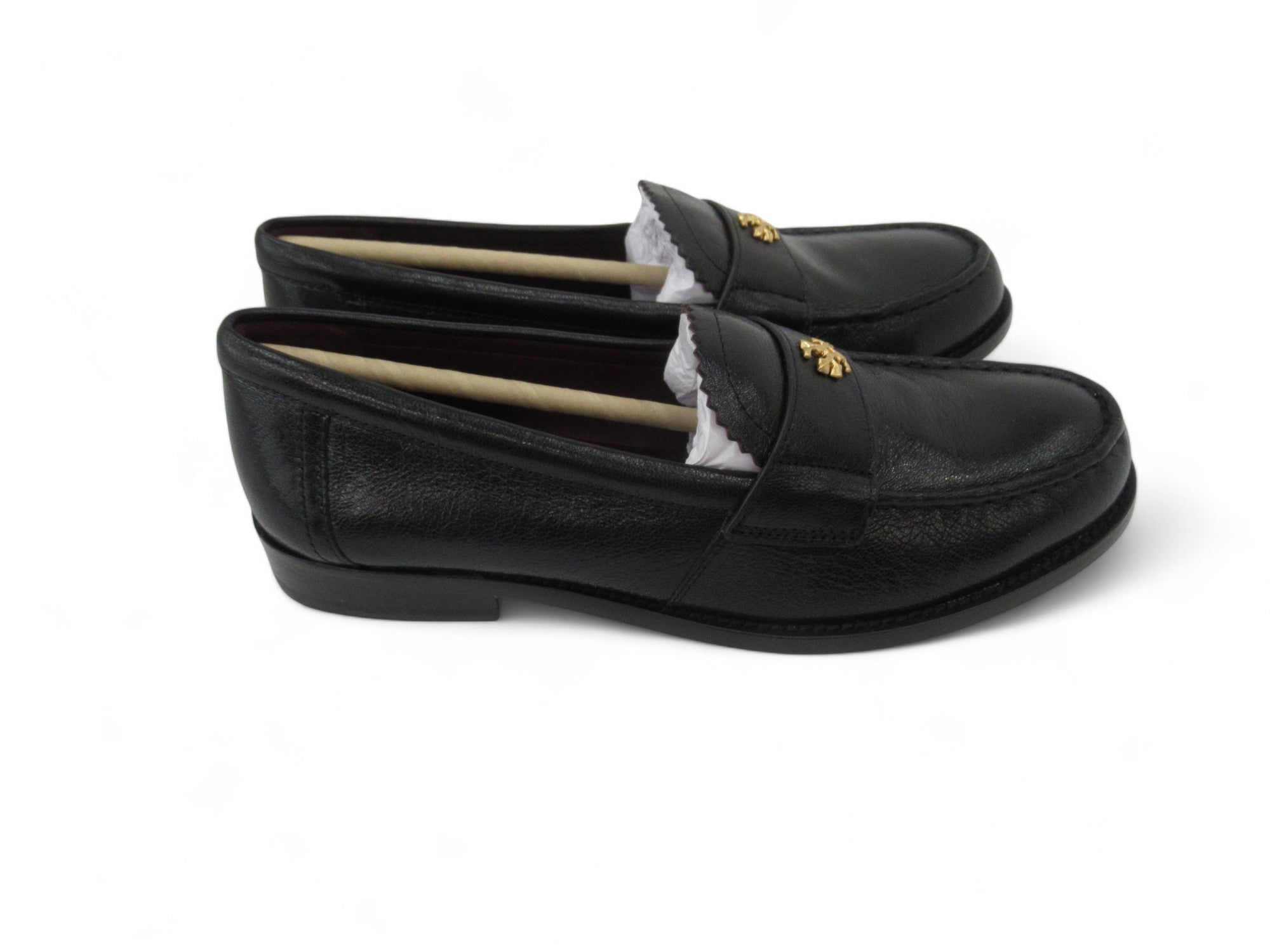 Side image for Tory Burch UK 4.5 Black Leather Loafer Shoes Womenswear | Preloved