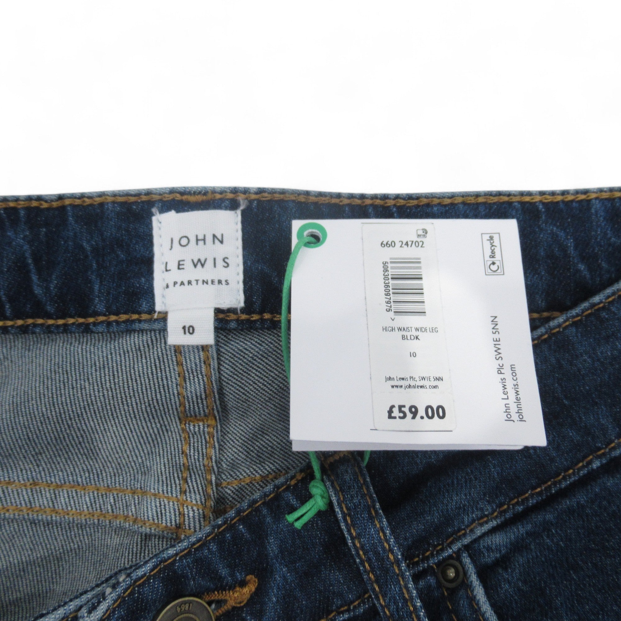 label image for John Lewis UK 10 Blue Wide Leg Jeans Womenswear | Preloved 