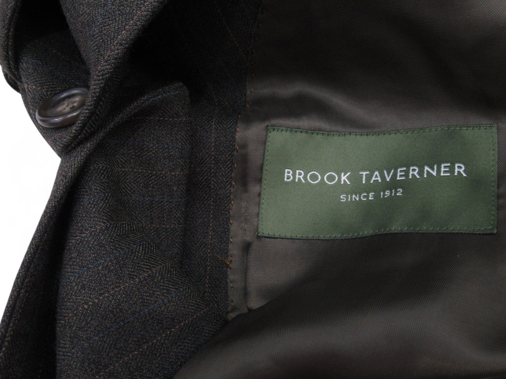 Label image for Brook Taverner 46R Green Suit Wool Blend Menswear | Preloved 