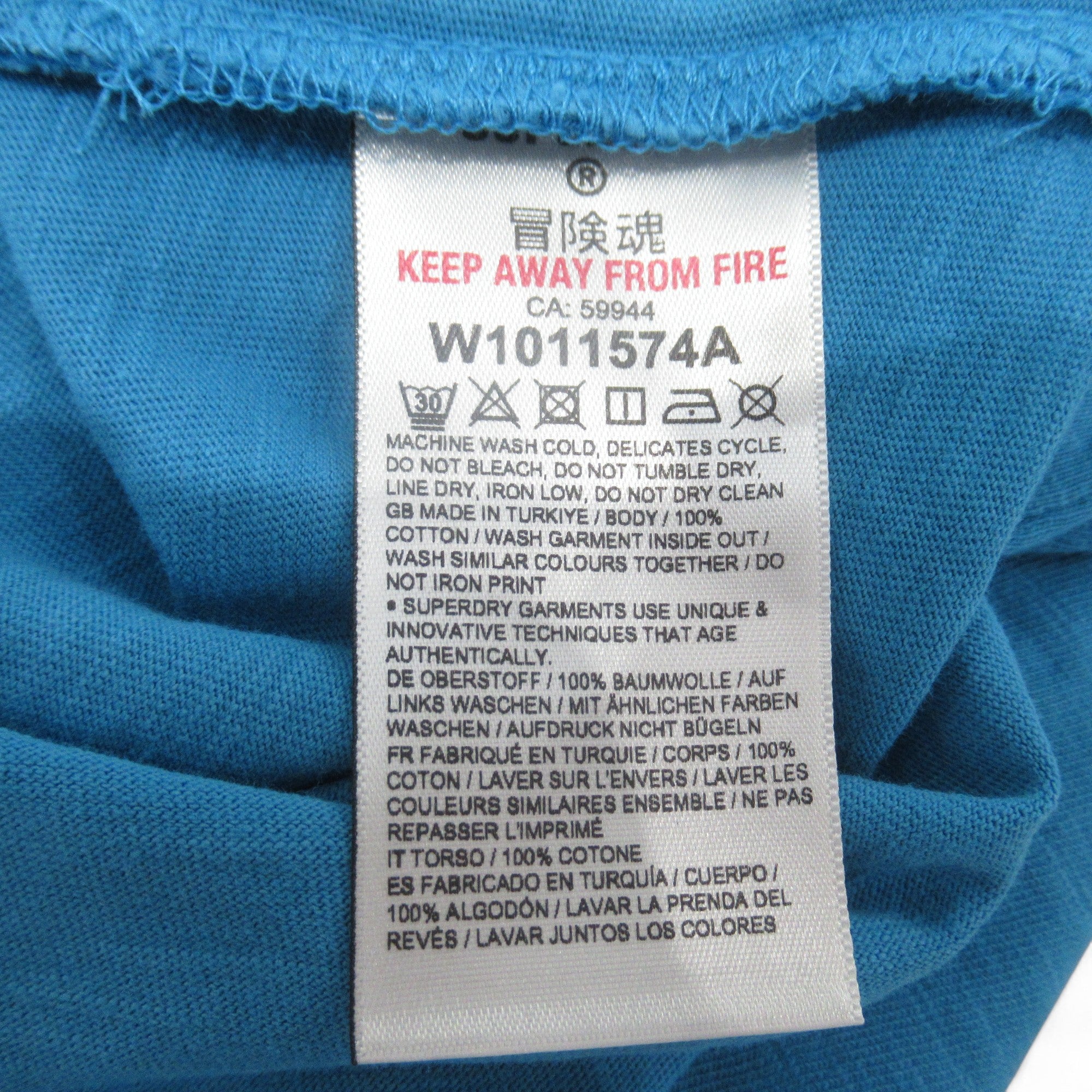 care label image for SuperDry UK 14 Blue T Shirt Top Cotton Womenswear | Preloved 