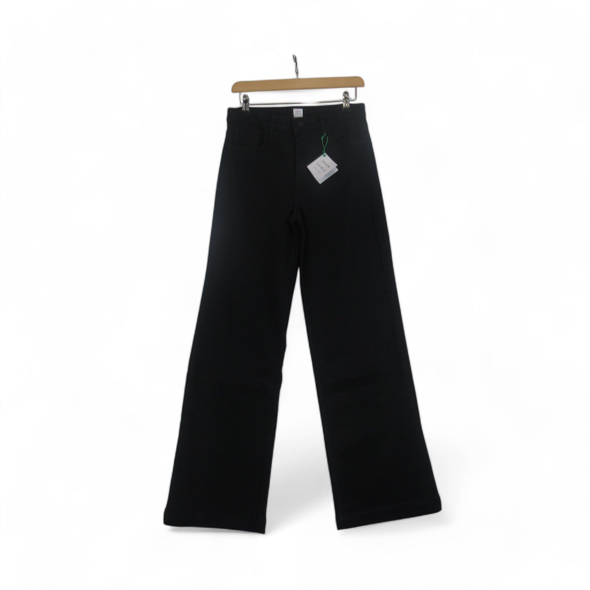 front image for John Lewis UK 10 Black Wide Leg Jeans Womenswear | Preloved