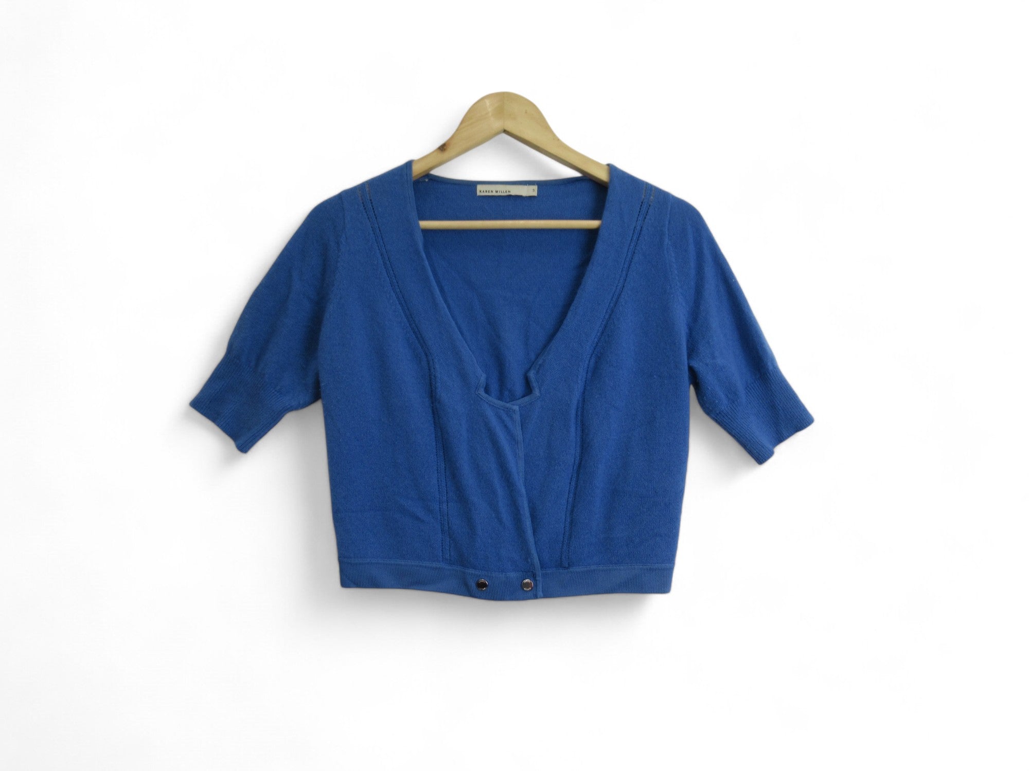 Front image for Karen Millen UK 10 Blue Cropped Top Womenswear | Preloved