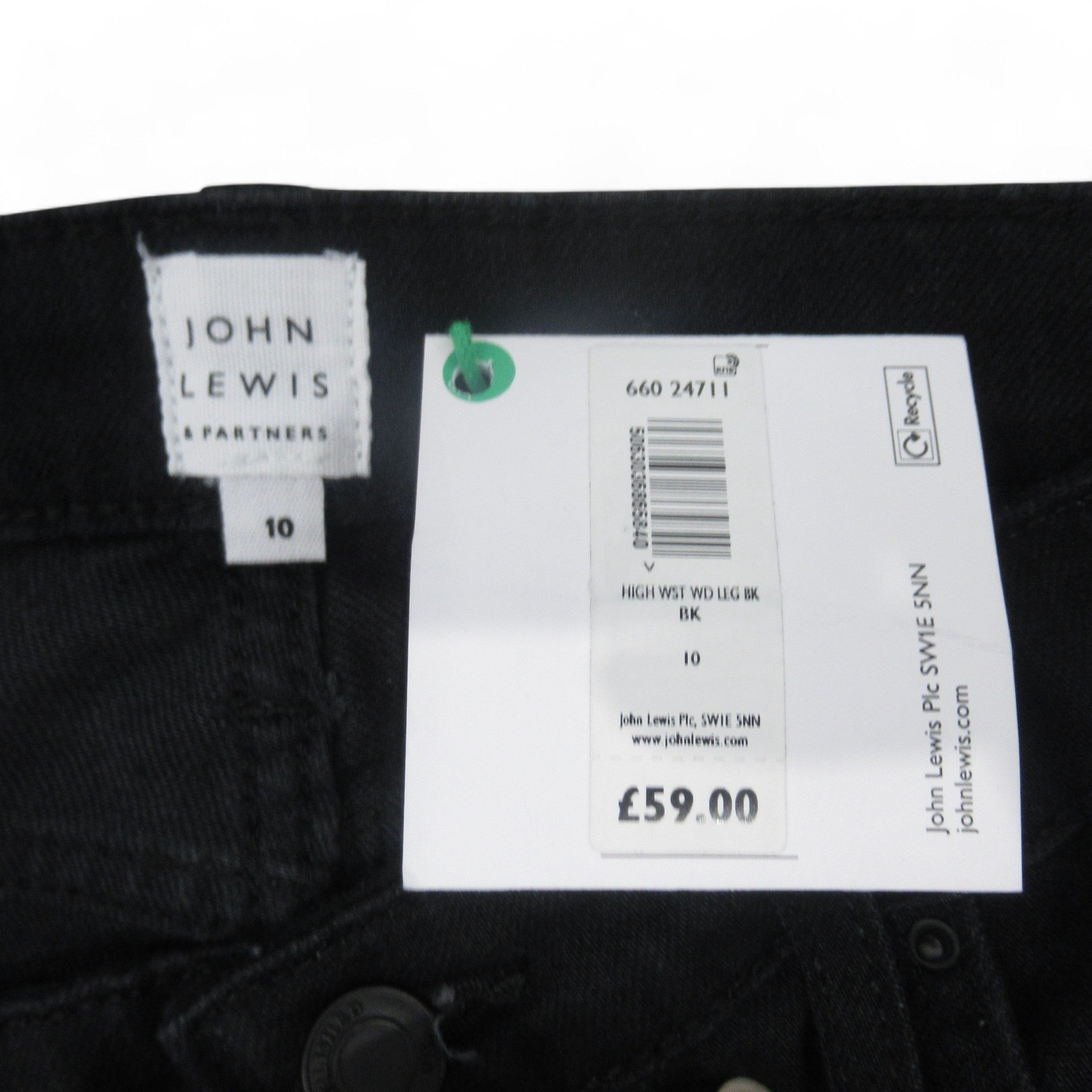 label image for John Lewis UK 10 Black Wide Leg Jeans Womenswear | Preloved