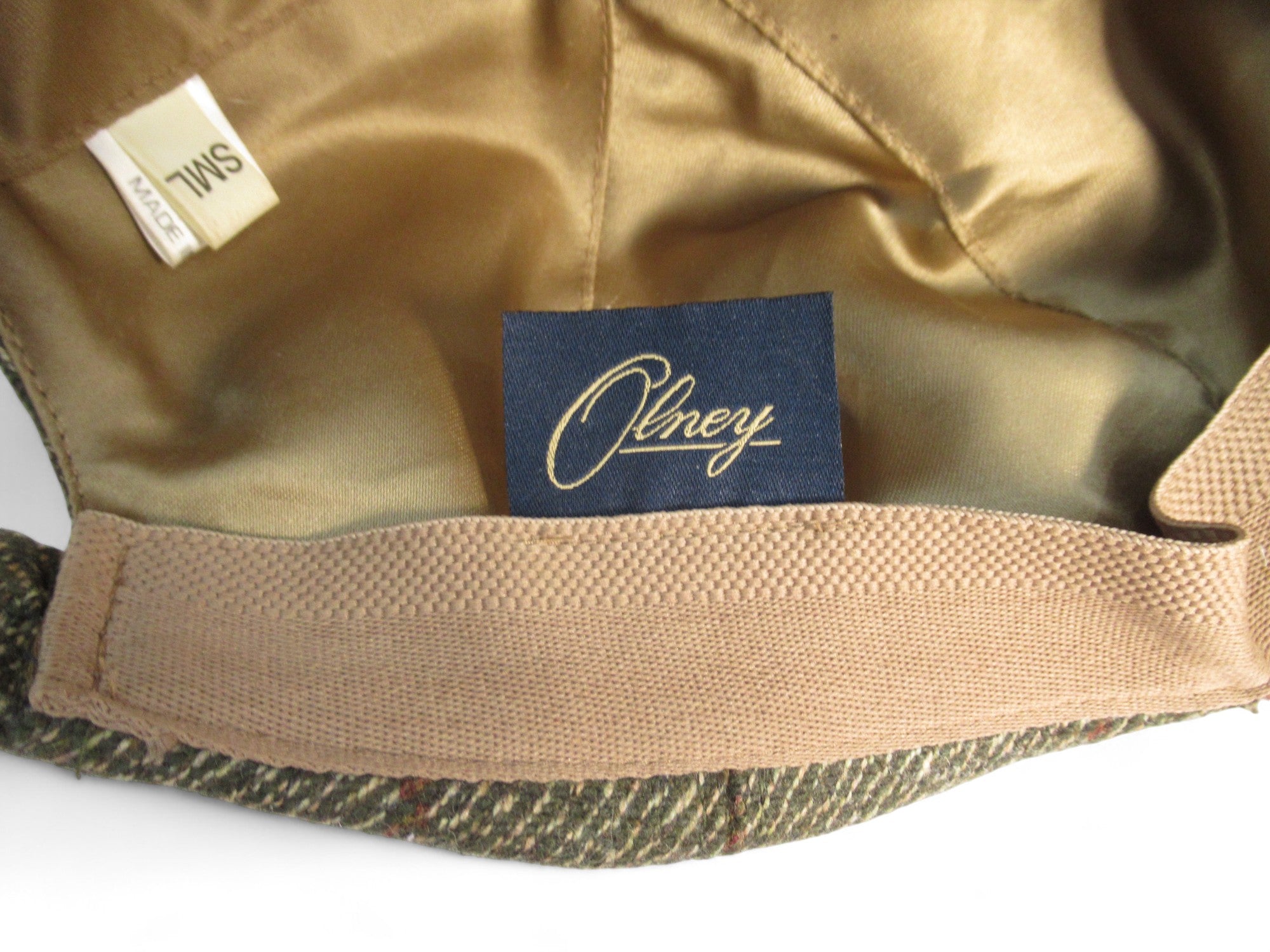 Inside image for Olney Vintage Tweed Cap Small Green Brown Menswear | Preloved 