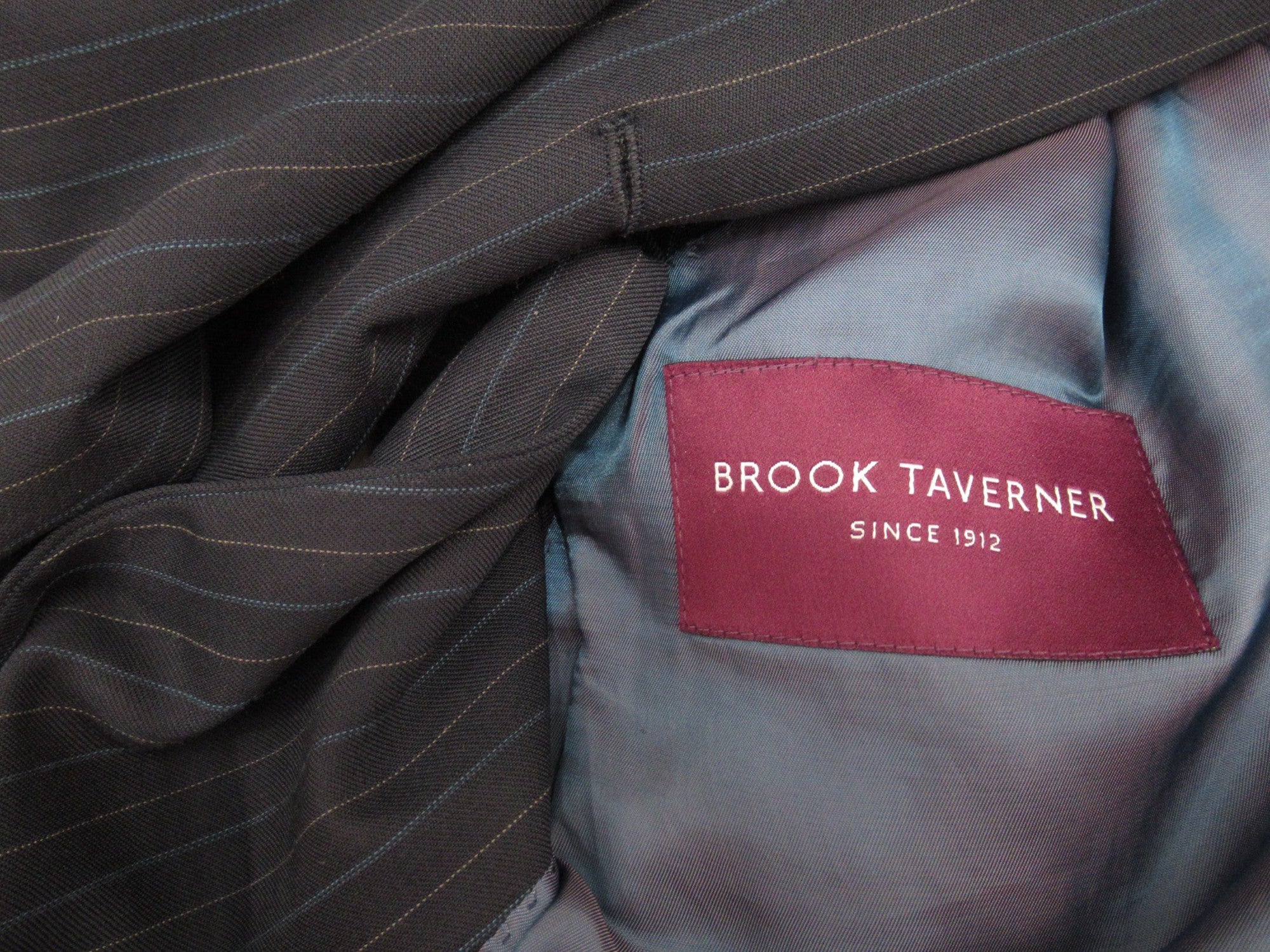 Label image for Brook Taverner 46R Blue Suit Wool Blend Menswear | Preloved