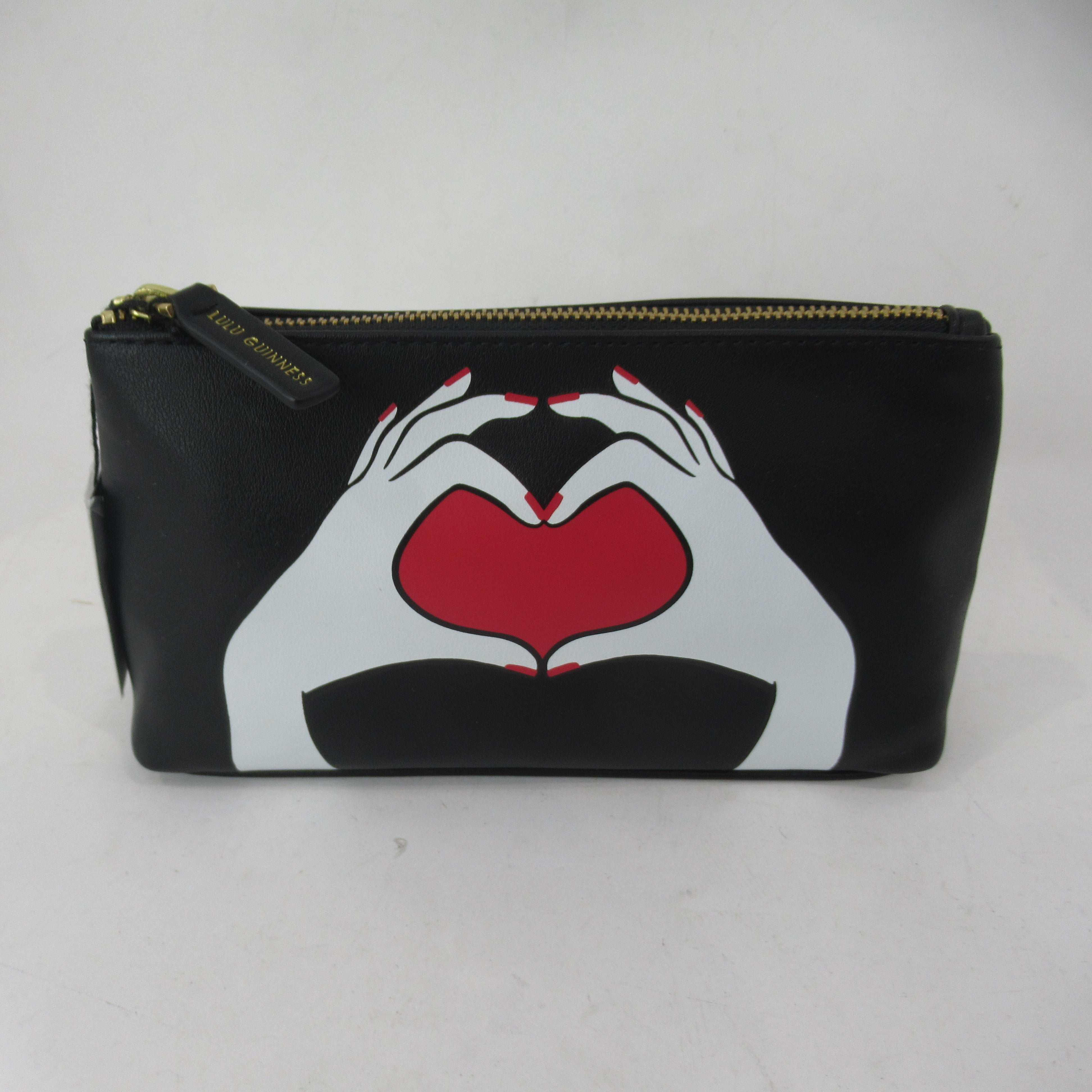 front image for Lulu Guinness Make Up Bag Black Faux Leather  Womenswear | Preloved