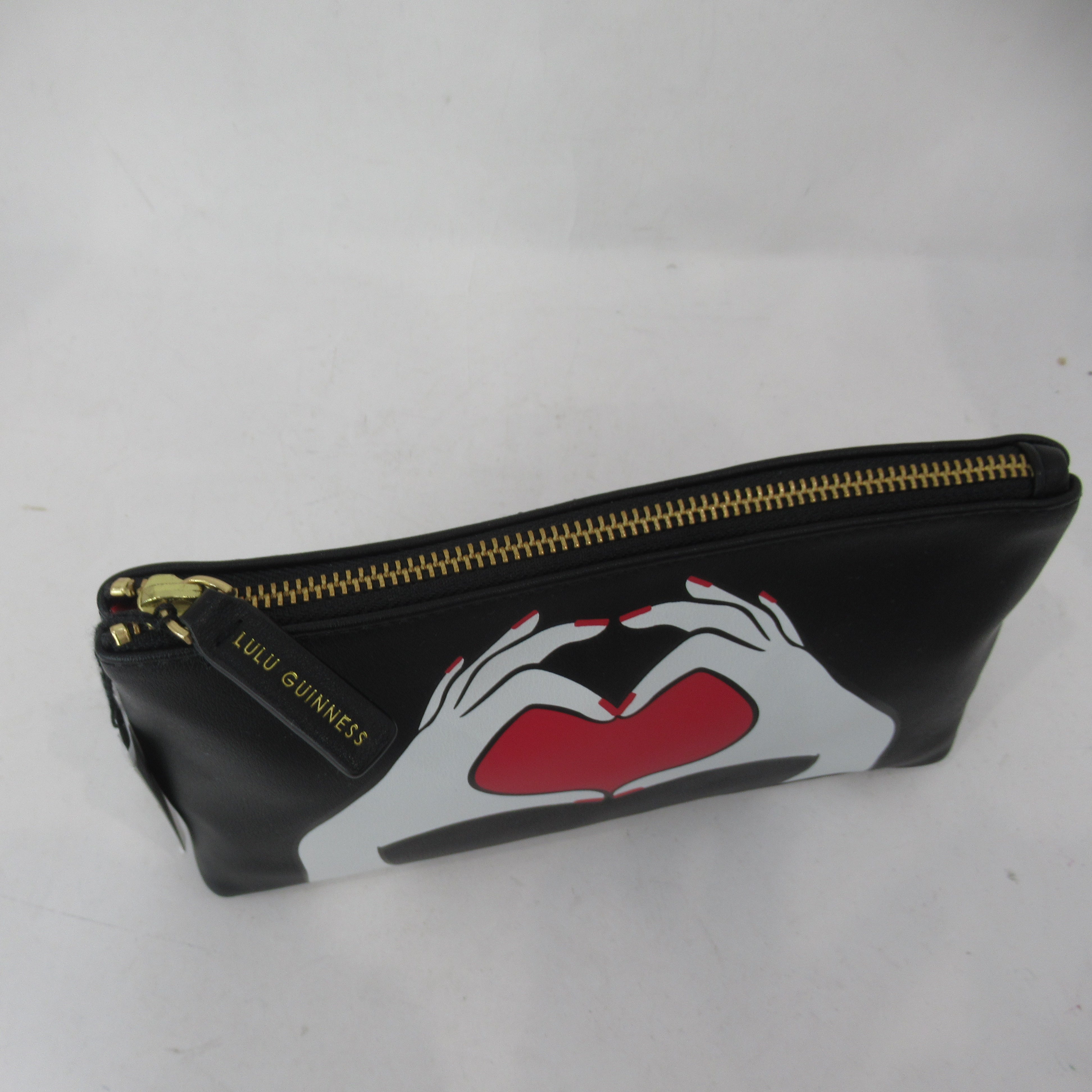 fasten image for Lulu Guinness Make Up Bag Black Faux Leather  Womenswear | Preloved