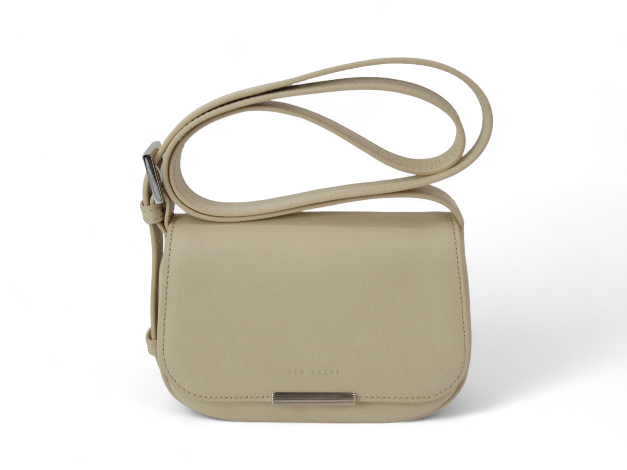 Front image for Ted Baker Small Cream Leather Crossbody Handbag Womenswear | Preloved 