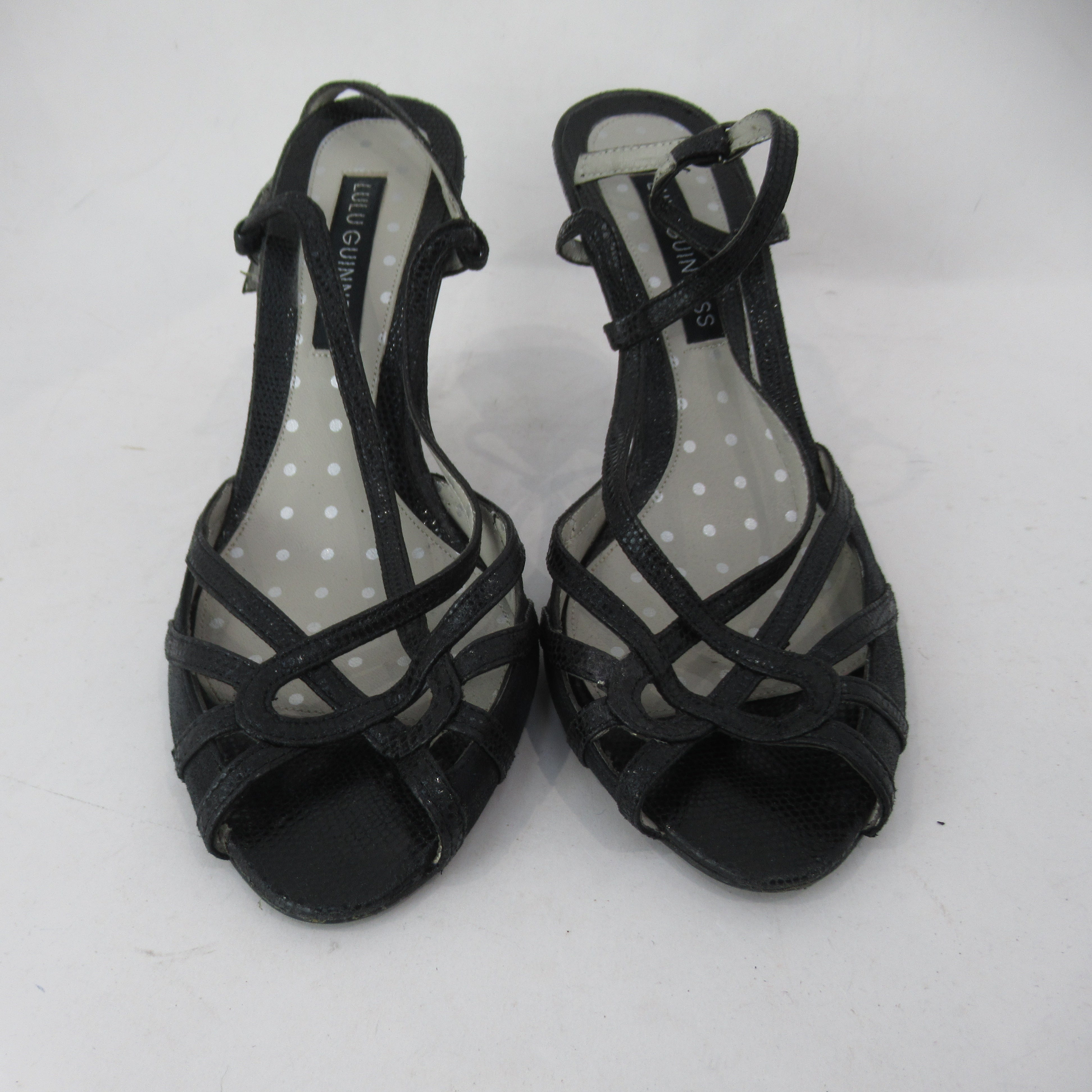 front image for Lulu Guinness Sandals UK 3.5 Black Strappy Heels Womenswear | Preloved