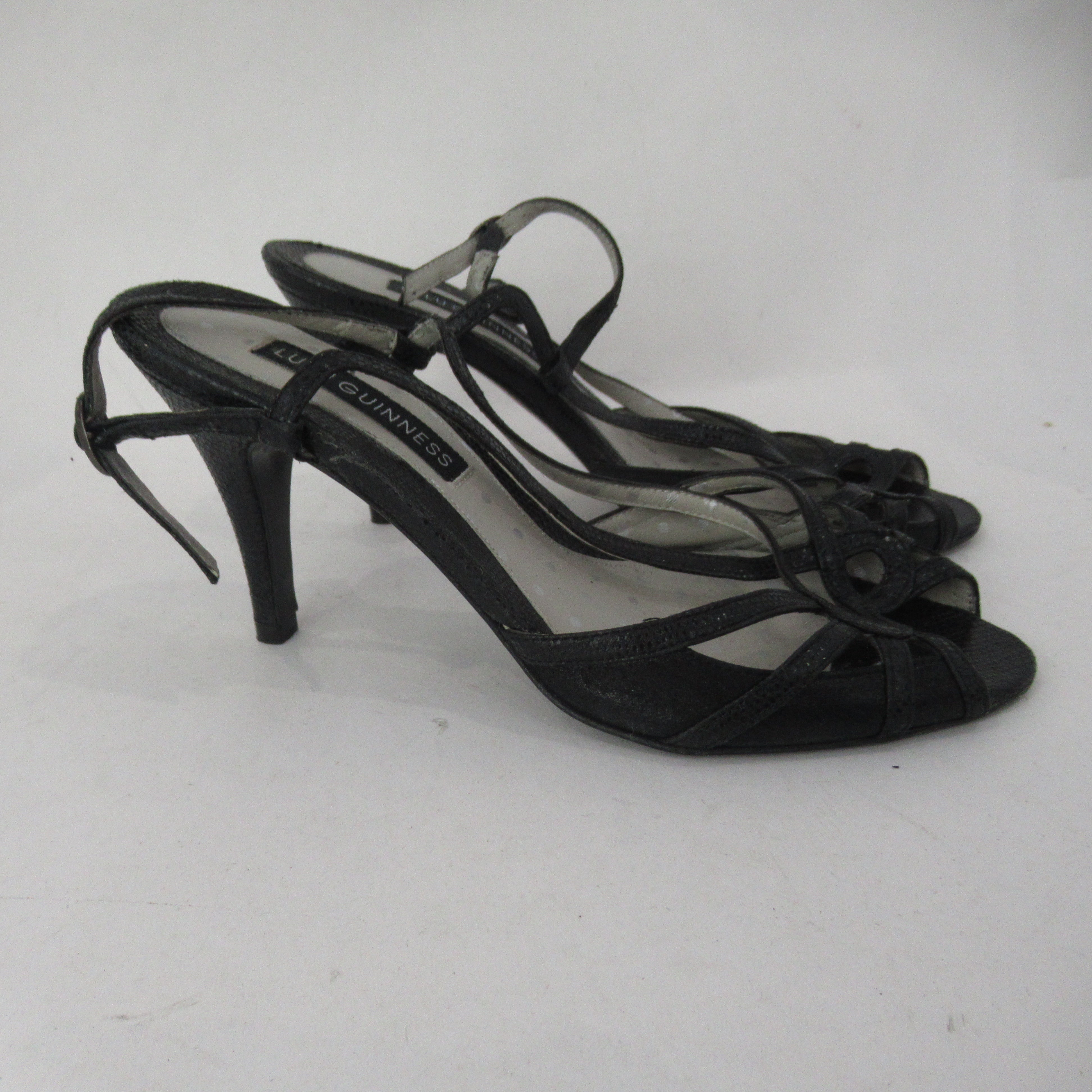 side image for Lulu Guinness Sandals UK 3.5 Black Strappy Heels Womenswear | Preloved