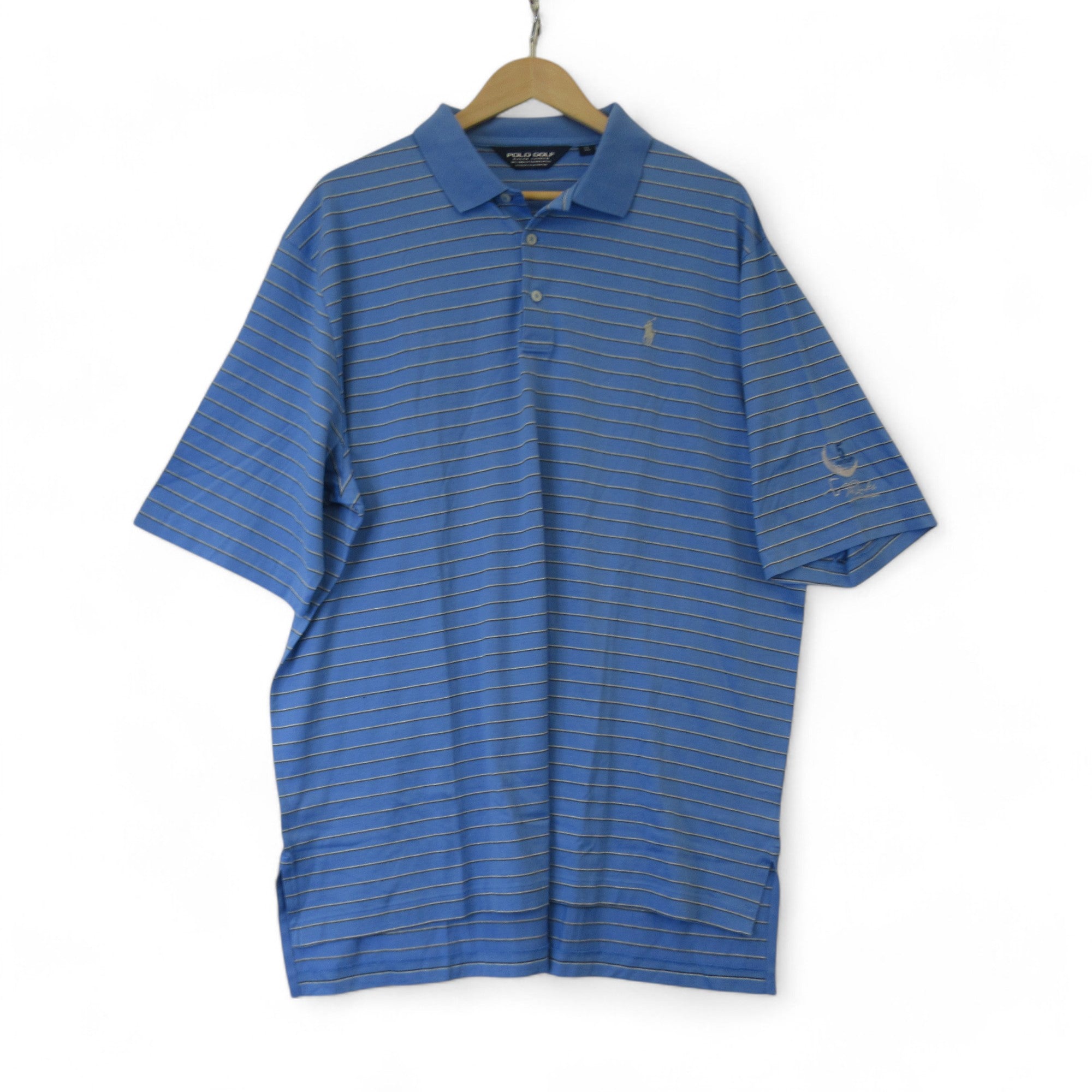 front image for Polo Golf XL Blue Striped Cotton T Shirt Menswear | Preloved