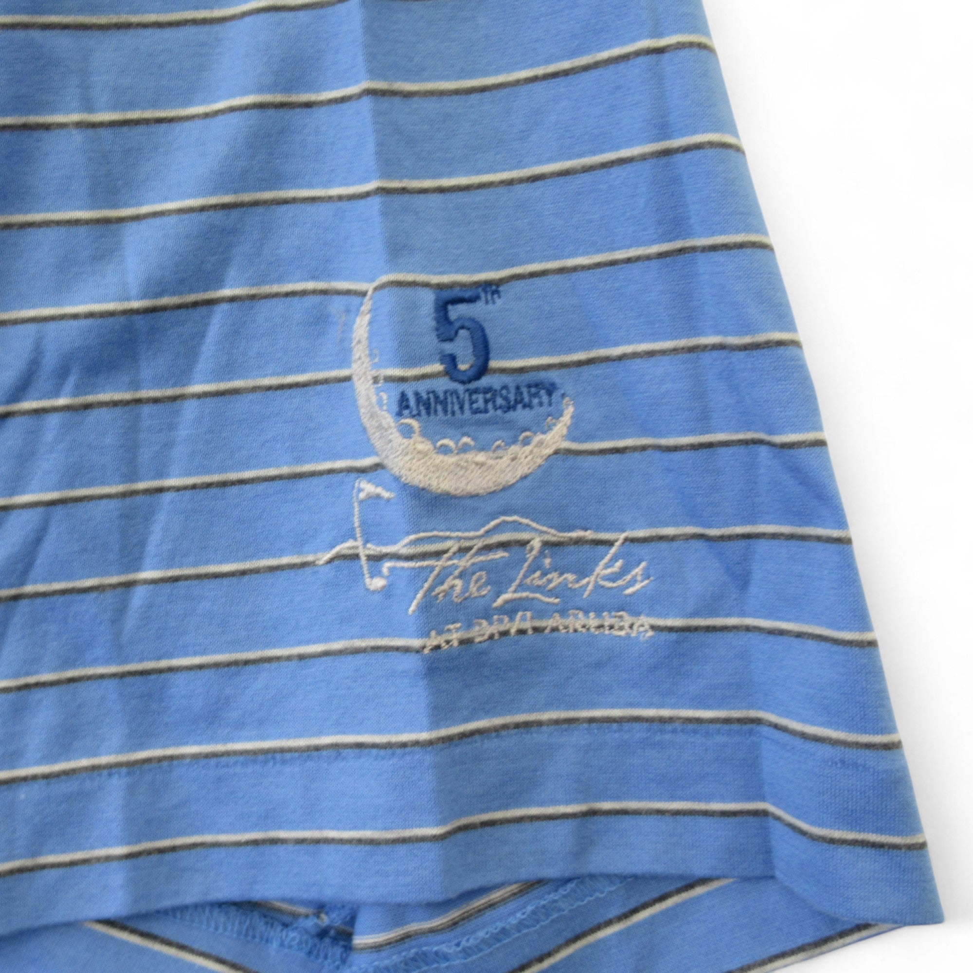 sleeve image for Polo Golf XL Blue Striped Cotton T Shirt Menswear | Preloved