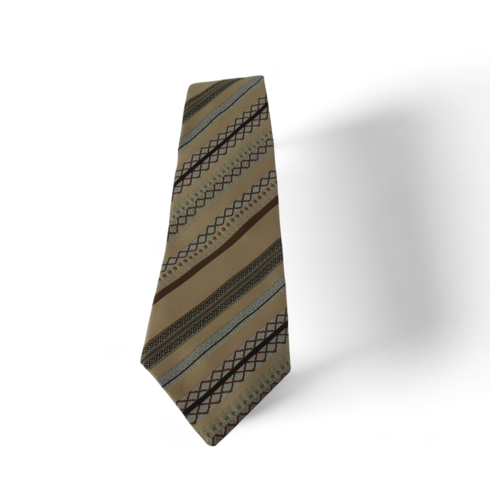 front image for Tootal Vintage Tie Brown Striped Polyester Menswear | Preloved