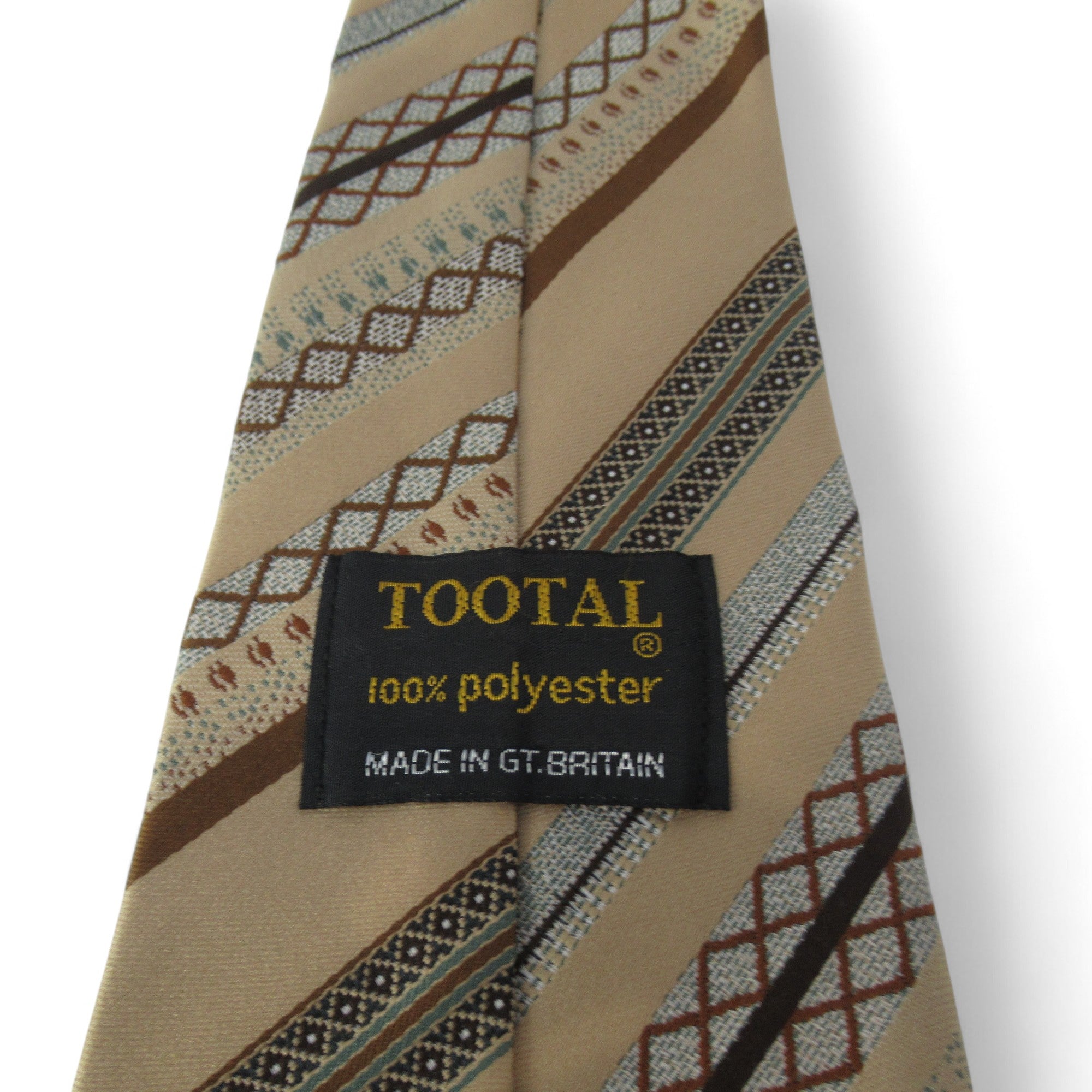 label image for Tootal Vintage Tie Brown Striped Polyester Menswear | Preloved