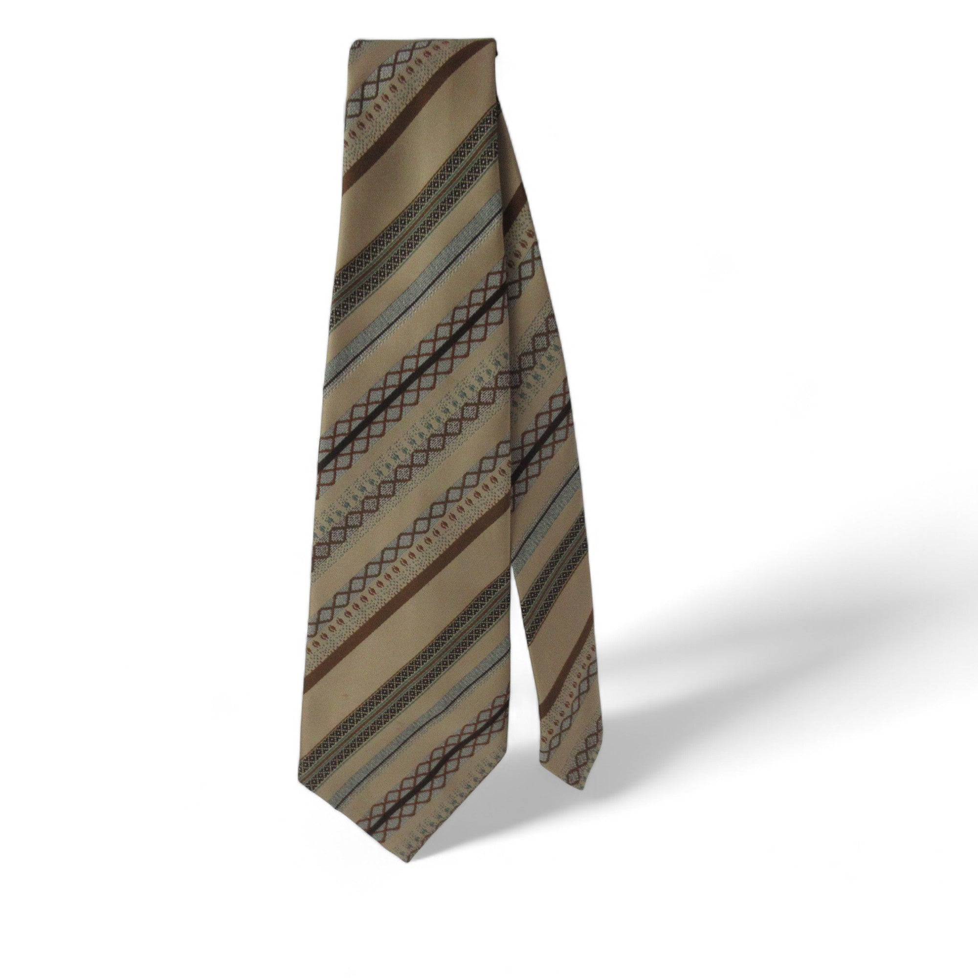 front image for Tootal Vintage Tie Brown Striped Polyester Menswear | Preloved