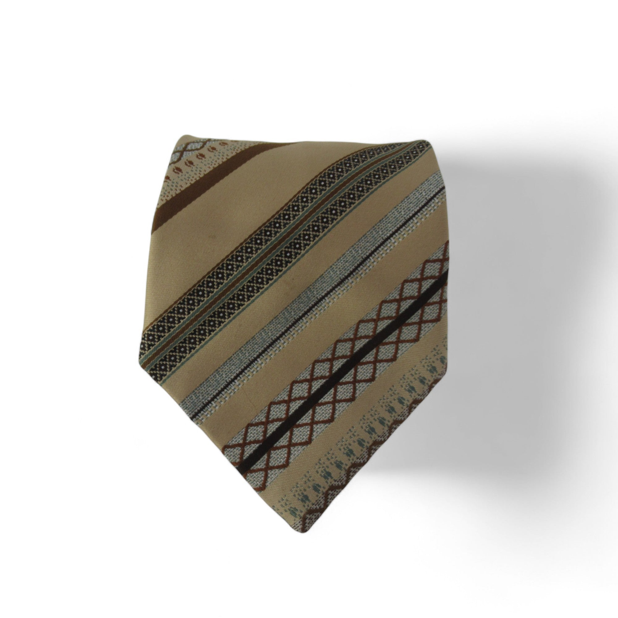 folded image for Tootal Vintage Tie Brown Striped Polyester Menswear | Preloved