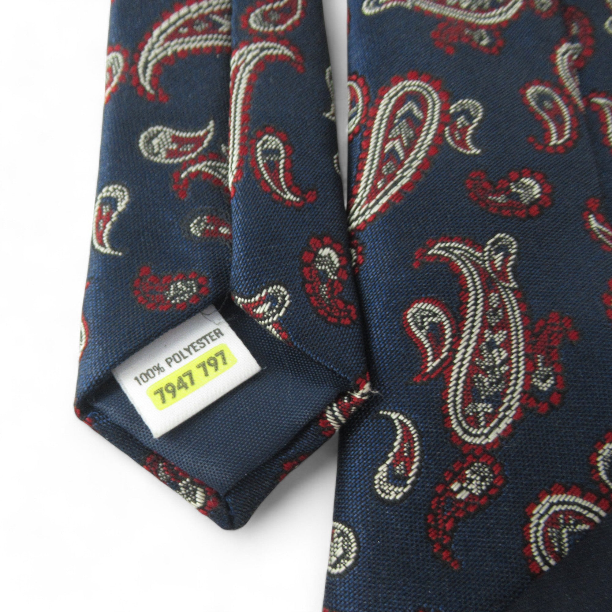 back image for St Michael Vintage Tie Paisley Blue Polyester Menswear | Preloved