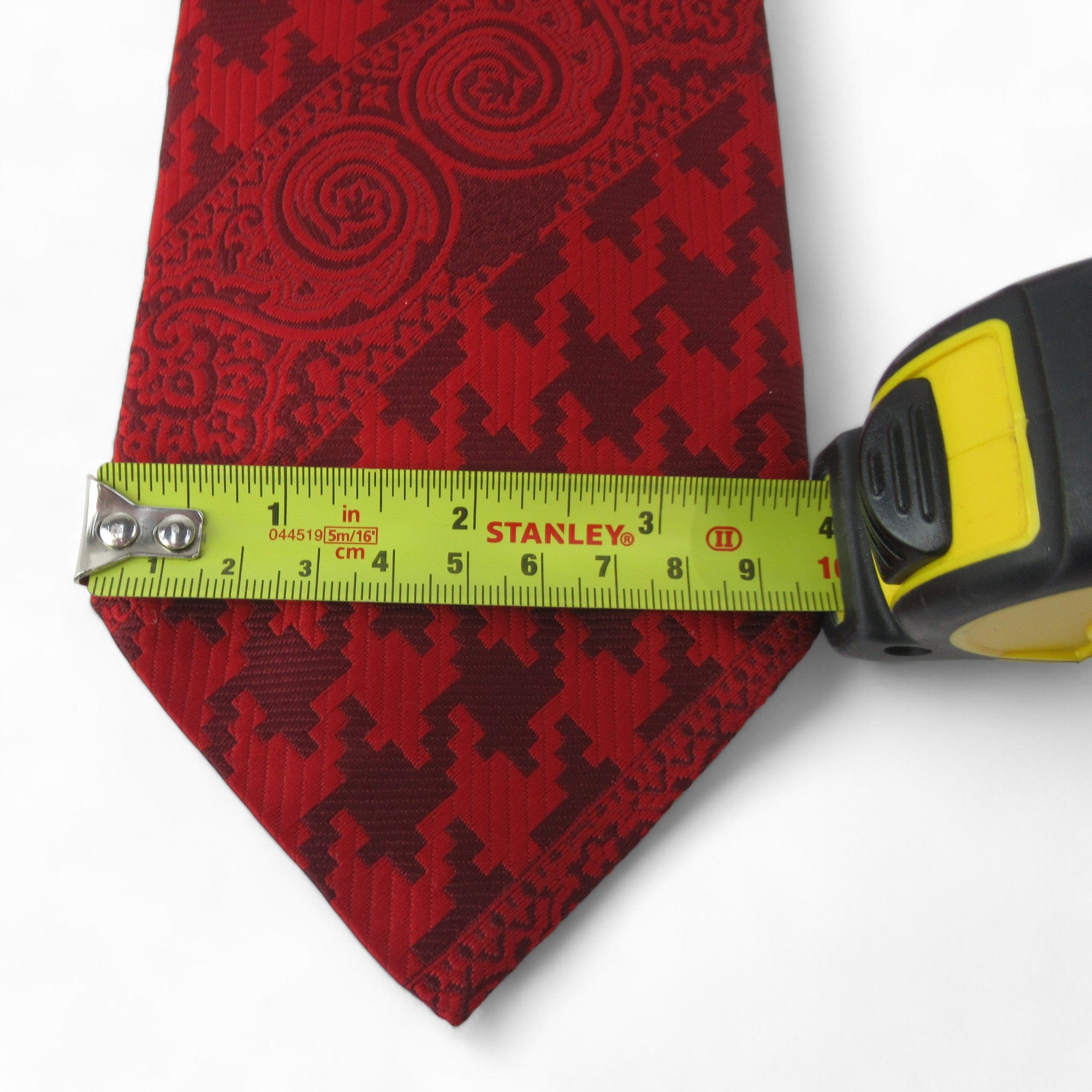 measurement image for Clunie Vintage Tie Red Polyester Menswear | Preloved