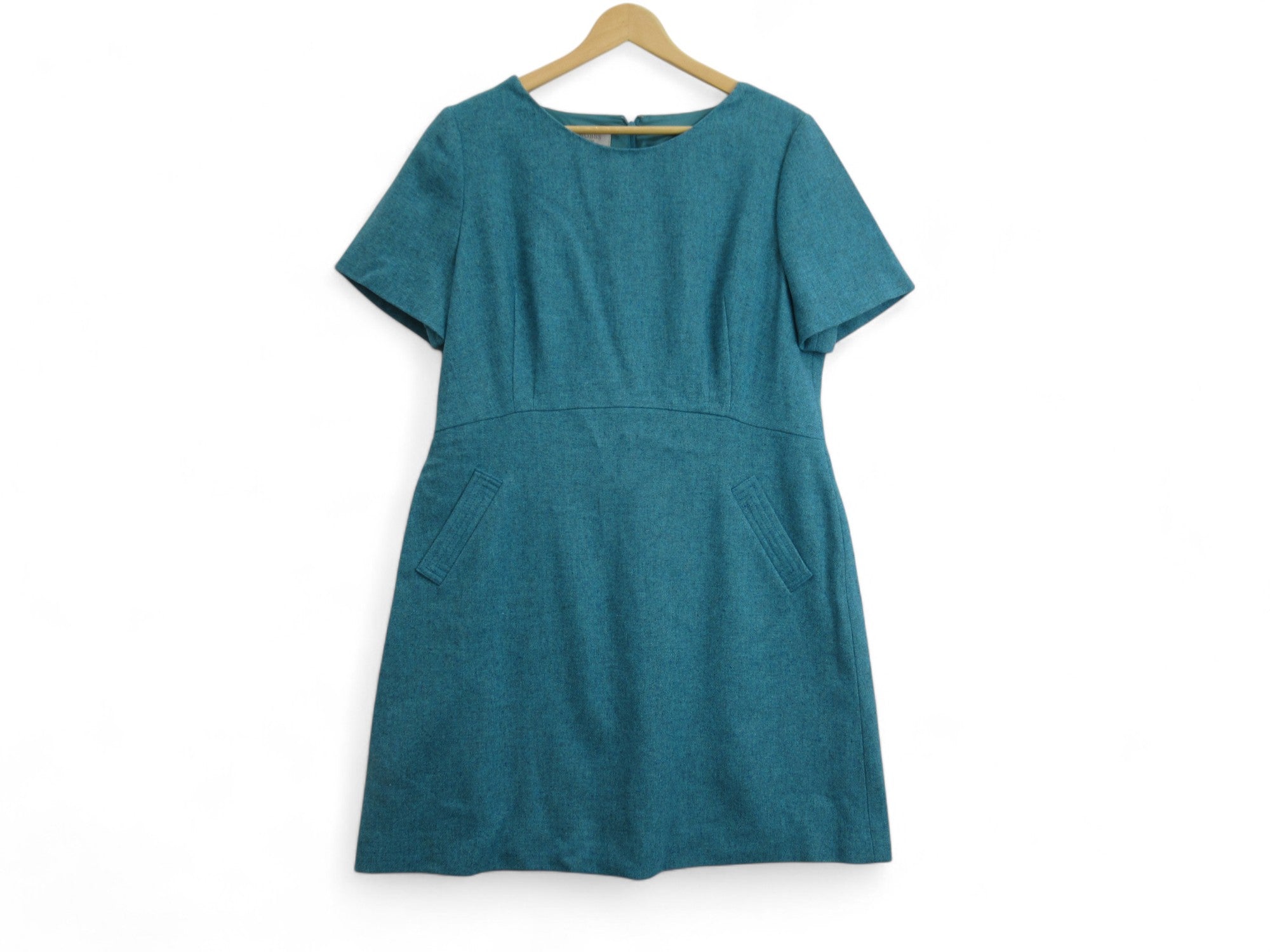 Front image for Hobbs London UK18 Teal Wool Shift Dress Womenswear | Preloved