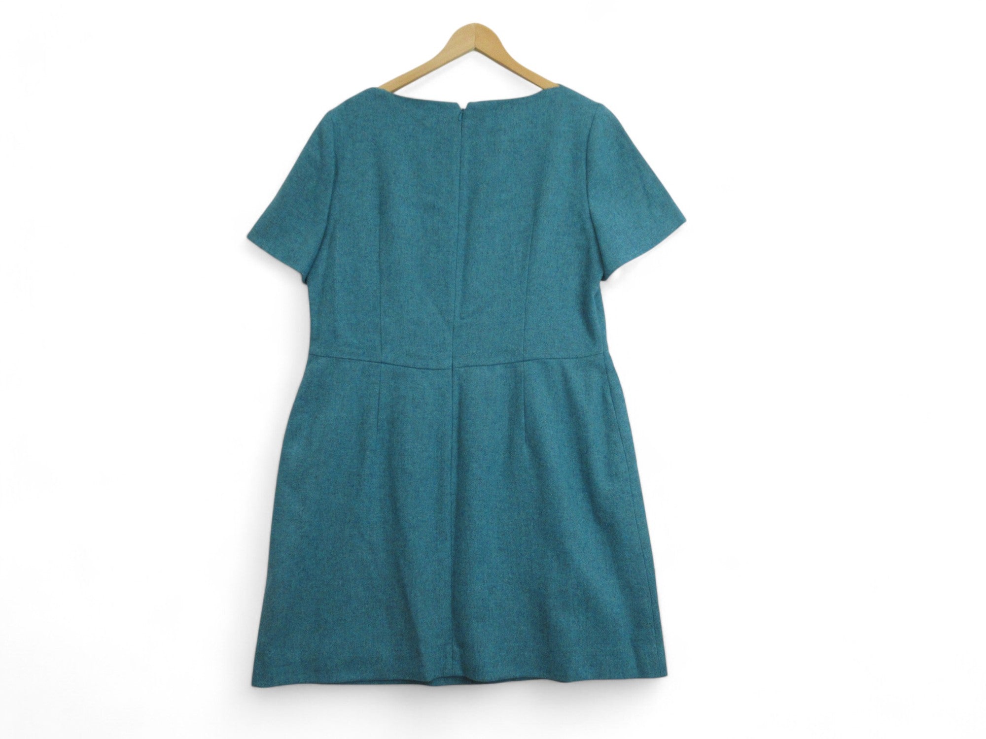 Back image for Hobbs London UK18 Teal Wool Shift Dress Womenswear | Preloved