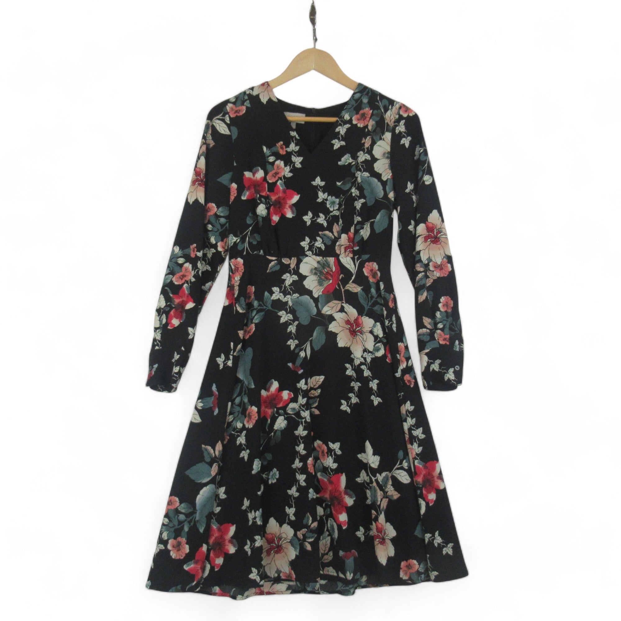 front image for Hobbs UK 8 Black Floral Dress Womenswear | Preloved 