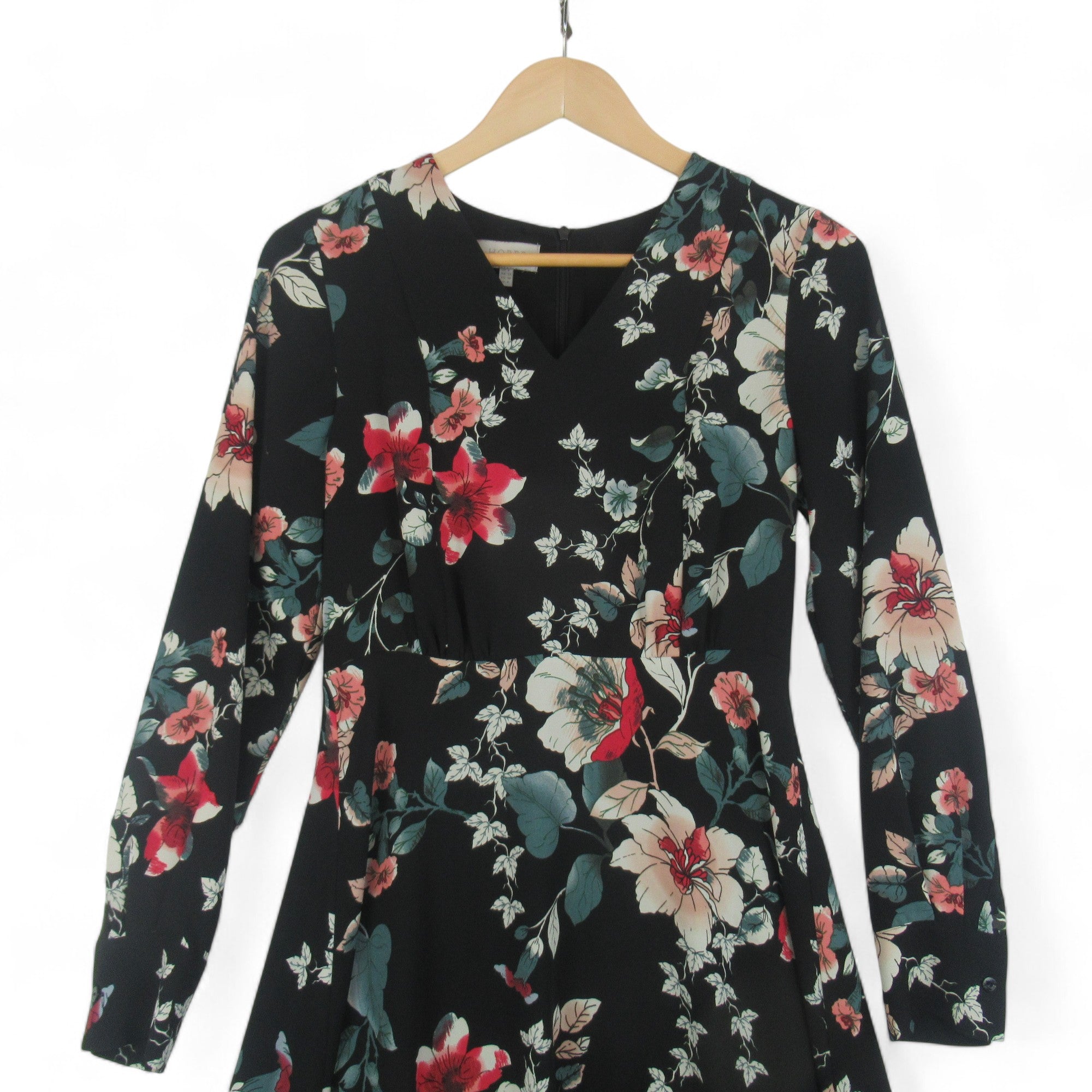 top image for Hobbs UK 8 Black Floral Dress Womenswear | Preloved 