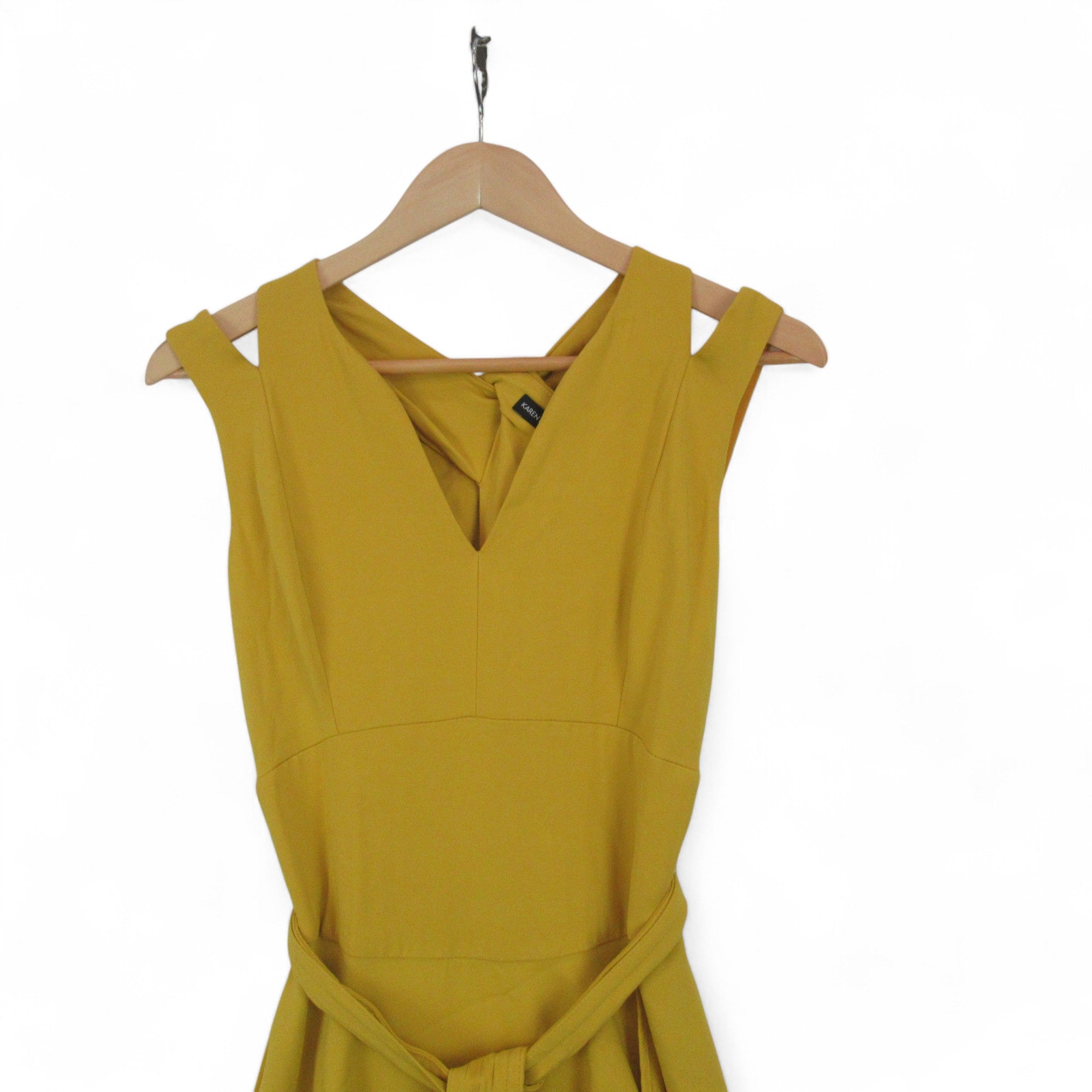 top image for Karen Millen UK 8 Ochre Yellow Dress Womenswear | Preloved