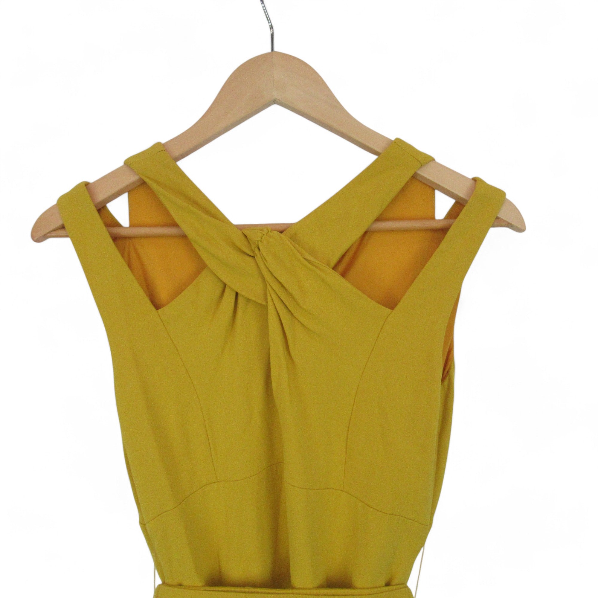 back strap image for Karen Millen UK 8 Ochre Yellow Dress Womenswear | Preloved