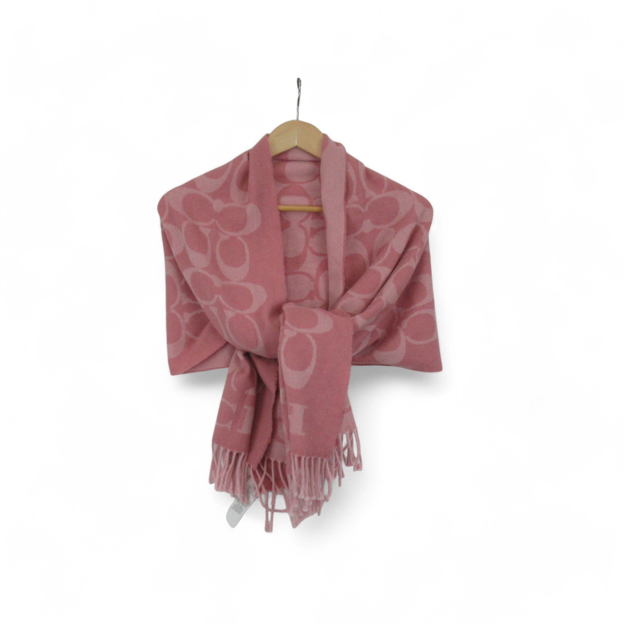 tied image for Coach Pink Scarf Wrap Wool Cashmere Womenswear | Preloved