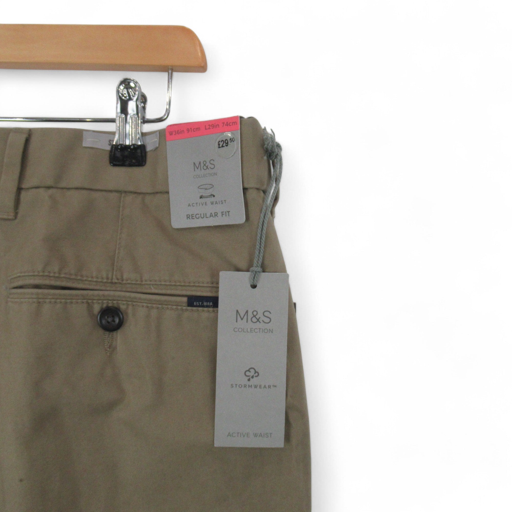 label image for M&S W36 L29 Beige Cotton Trousers Menswear | Preloved