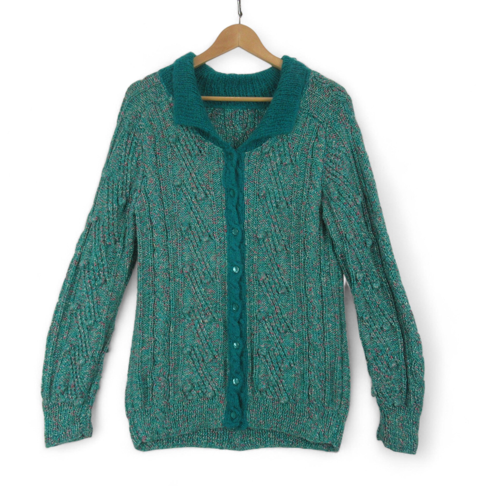 front image for Vintage Green Medium Knitted Cardigan Womenswear | Preloved