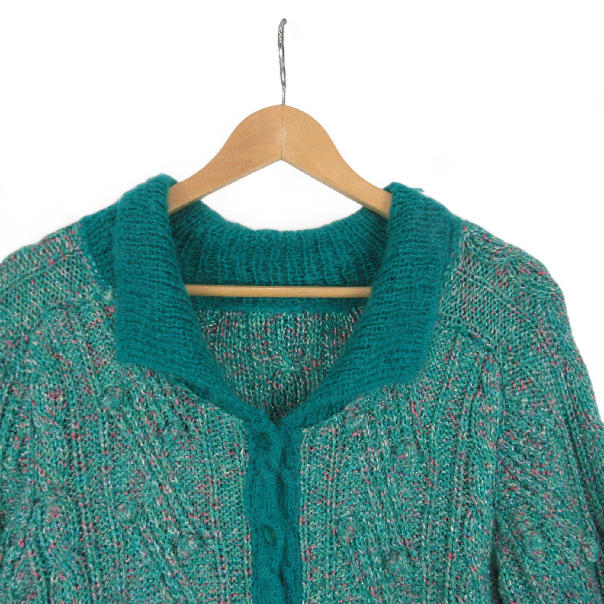 top image for Vintage Green Medium Knitted Cardigan Womenswear | Preloved