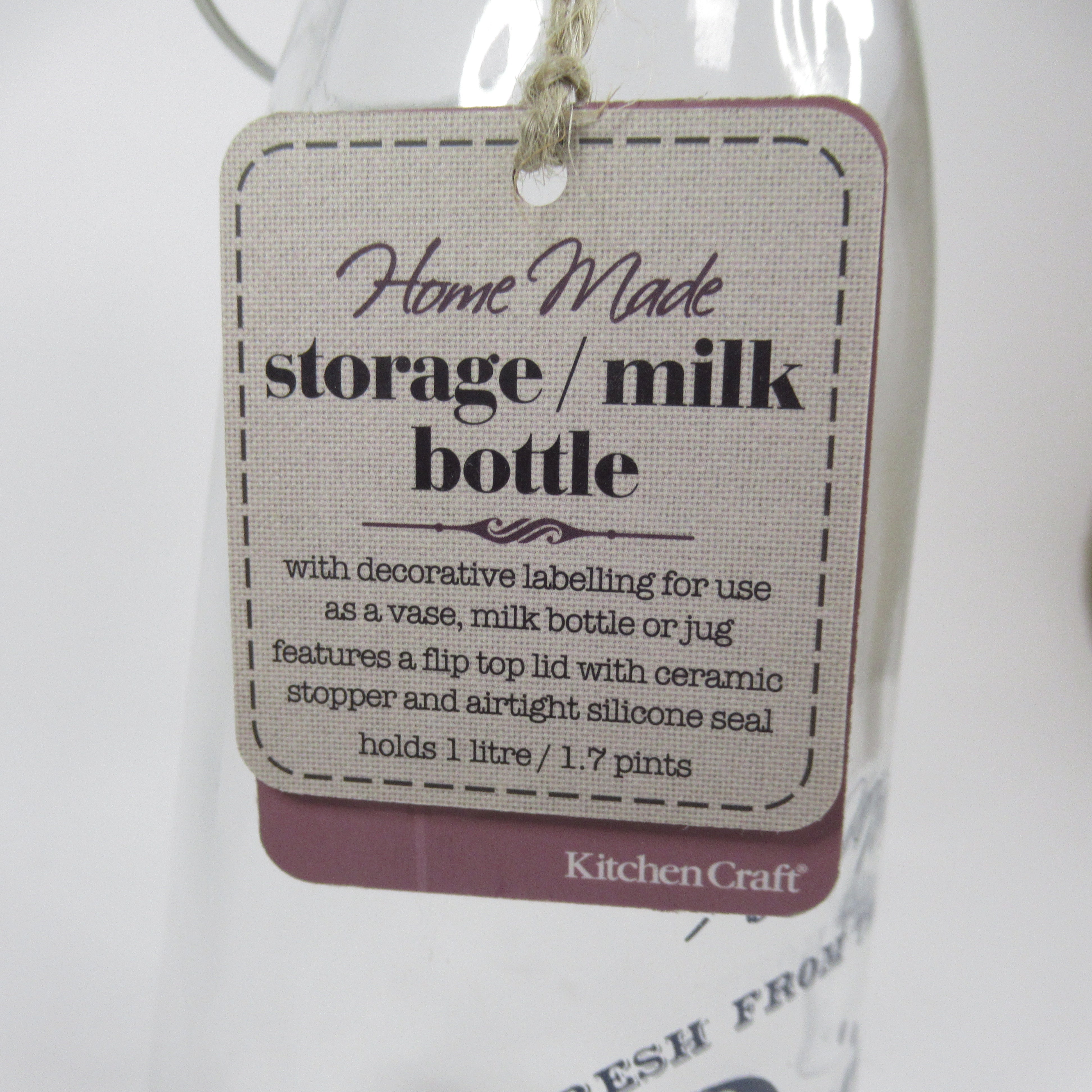 2x KitchenCraft Storage Milk Bottle 1 Litre 29cm Flip Lid | Pre-loved