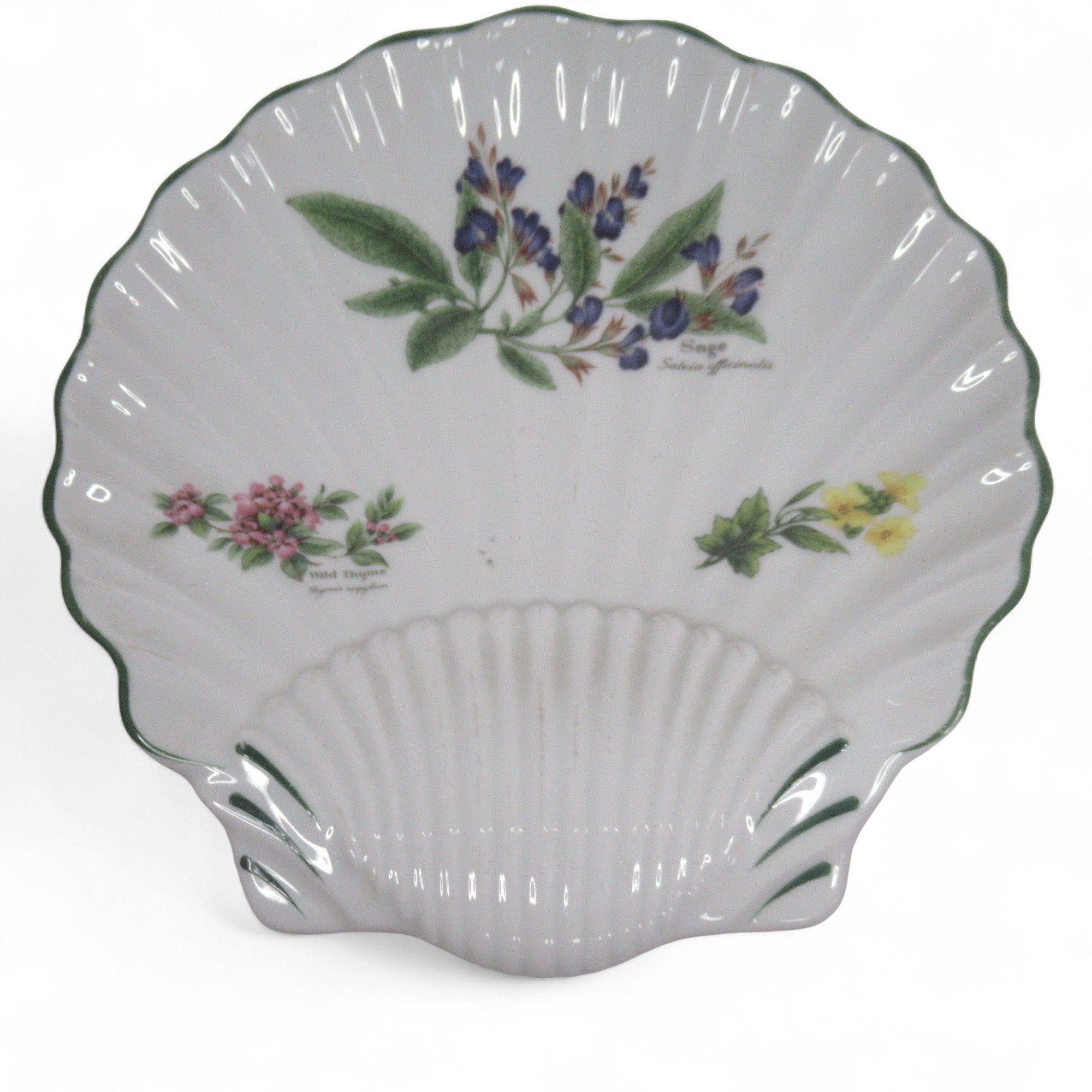 Royal Worcester 1990 Herbs Shell Shaped Dish Porcelain 9" | Pre-loved