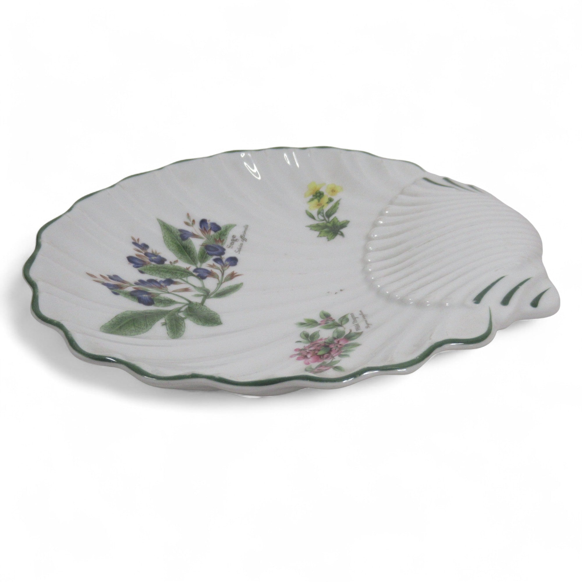 Royal Worcester 1990 Herbs Shell Shaped Dish Porcelain 9" | Pre-loved