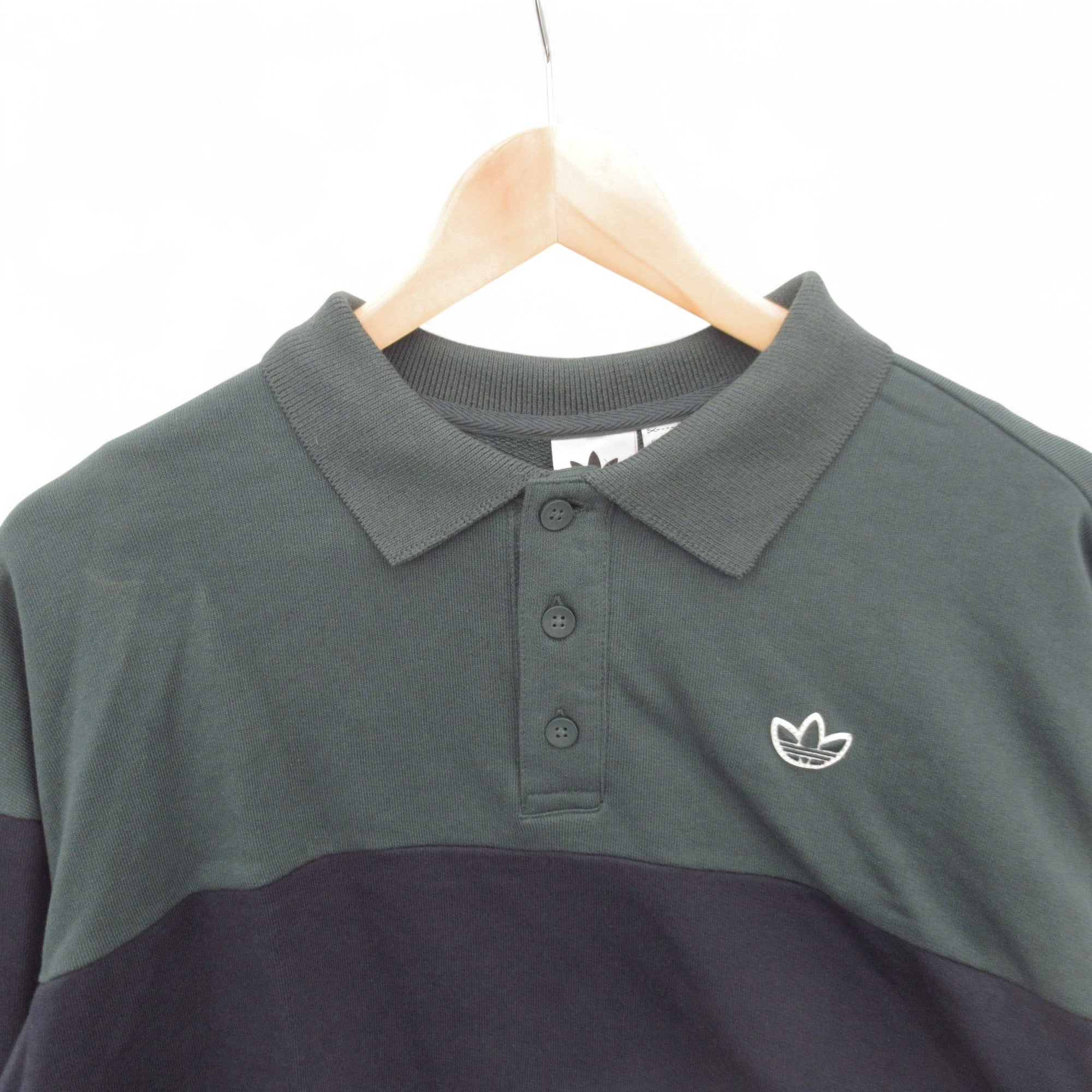 Women's Adidas Rugby Crew Crop Polo Top UK12 Green/Navy | Pre-loved