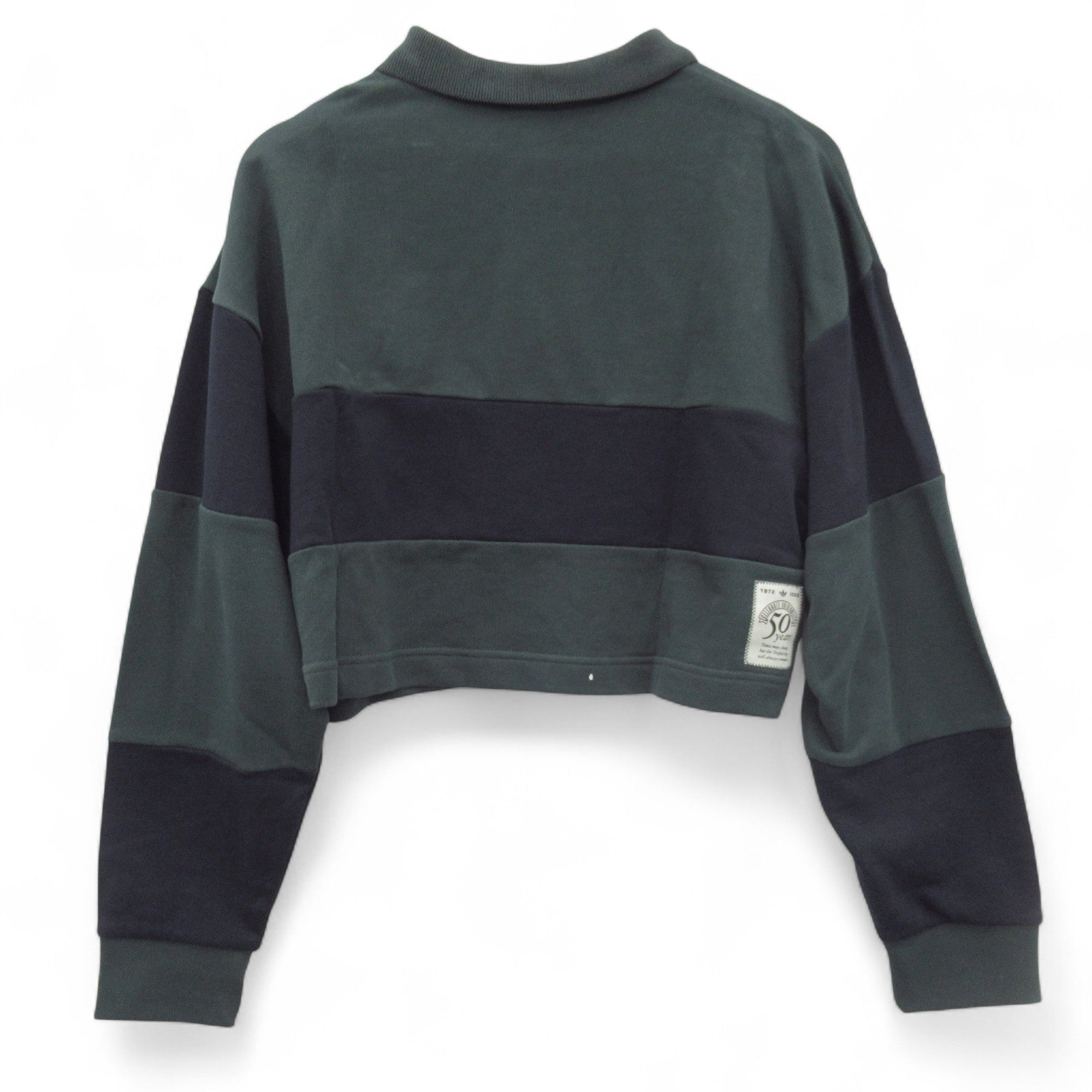 Women's Adidas Rugby Crew Crop Polo Top UK12 Green/Navy | Pre-loved