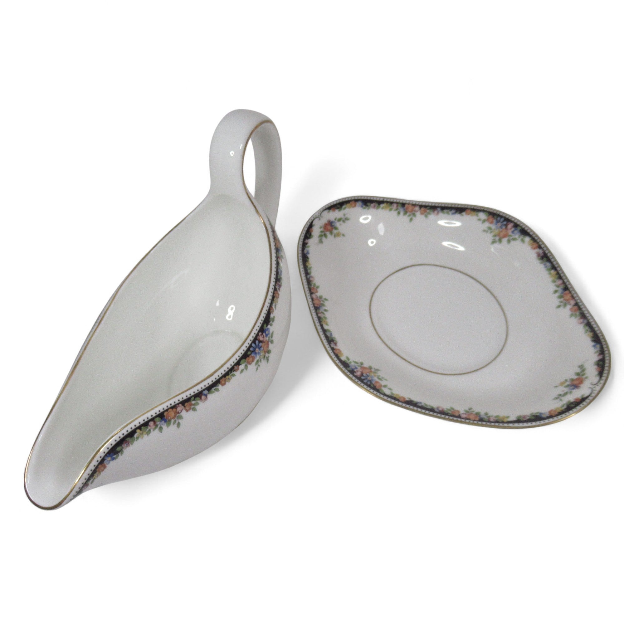 Wedgwood Osborne Gravy Boat & Saucer Bone China Floral | Pre-loved