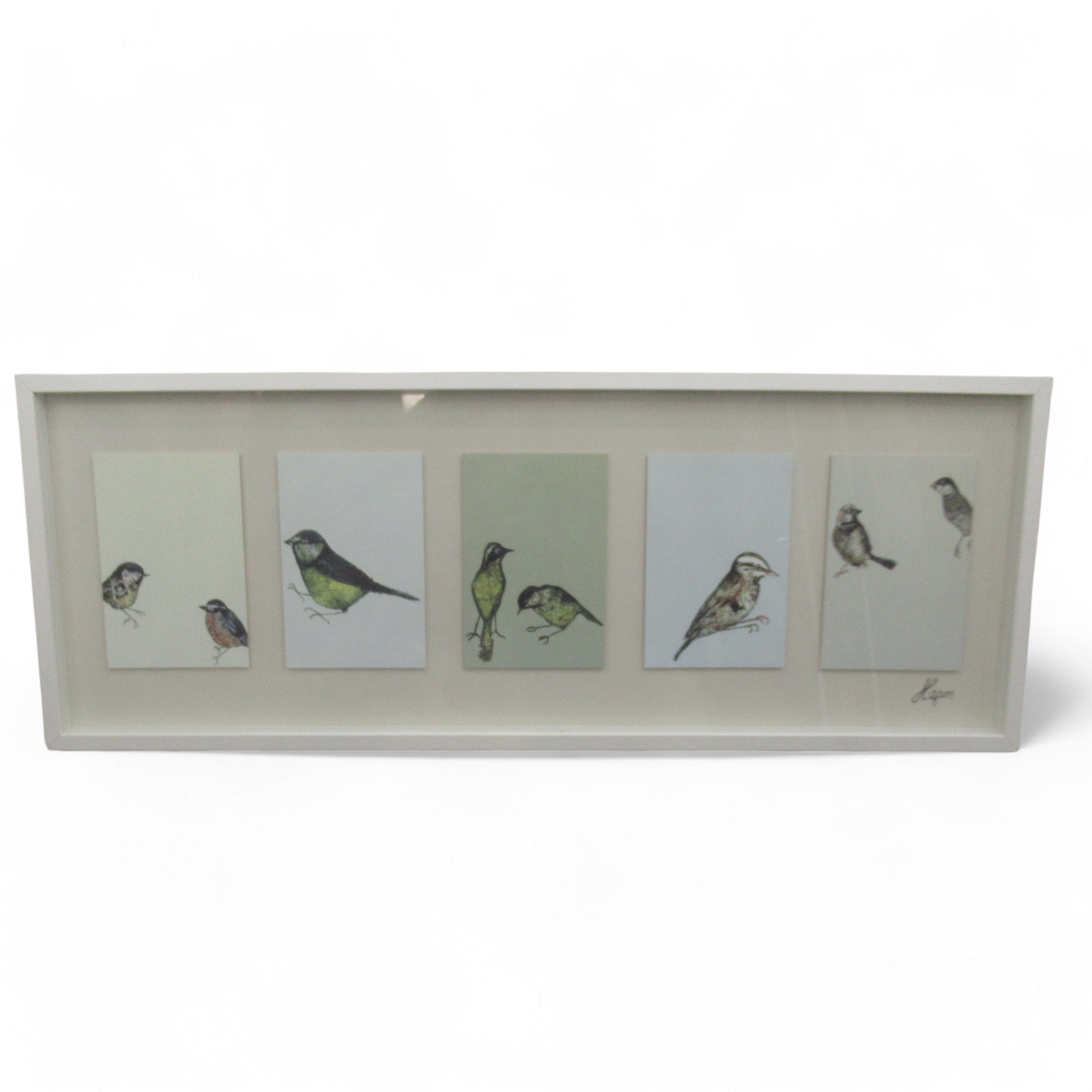 Front of IKEA Olunda Jenny Kapon Birds Framed Art Print 104x40cm