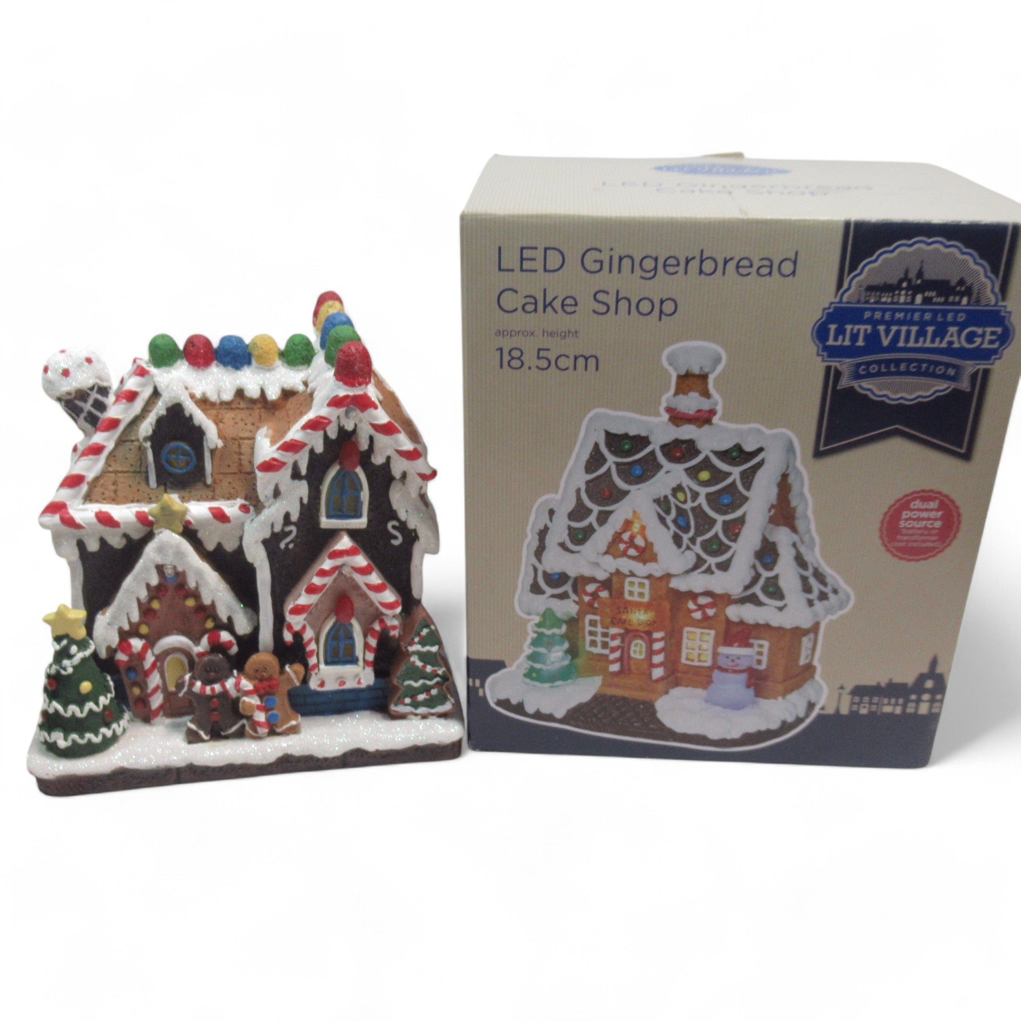 with box image of Gingerbread Cake Shop Christmas LED Musical 18.5cm Boxed