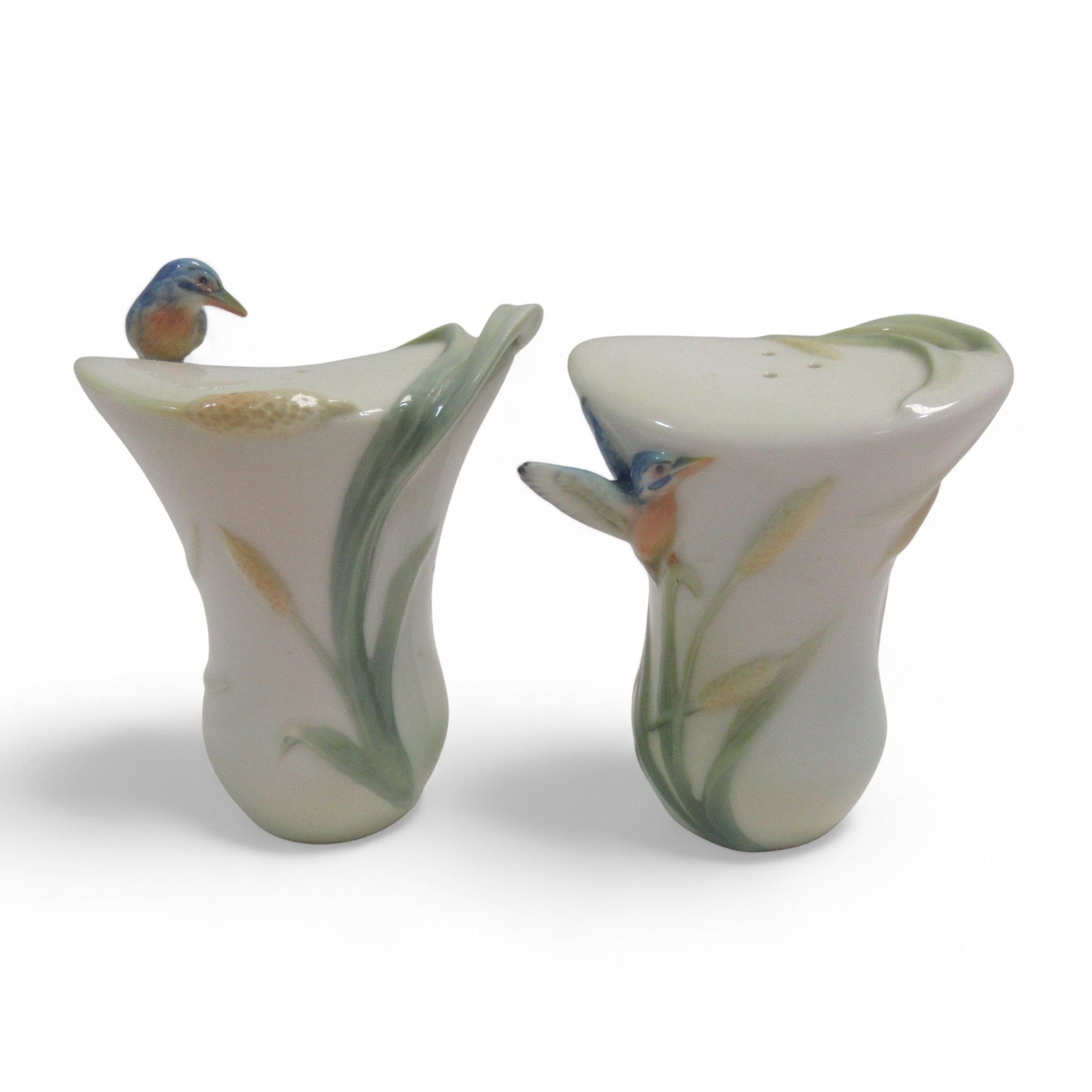 Front image of Franz Collection Kingfisher Salt & Pepper Shakers Porcelain