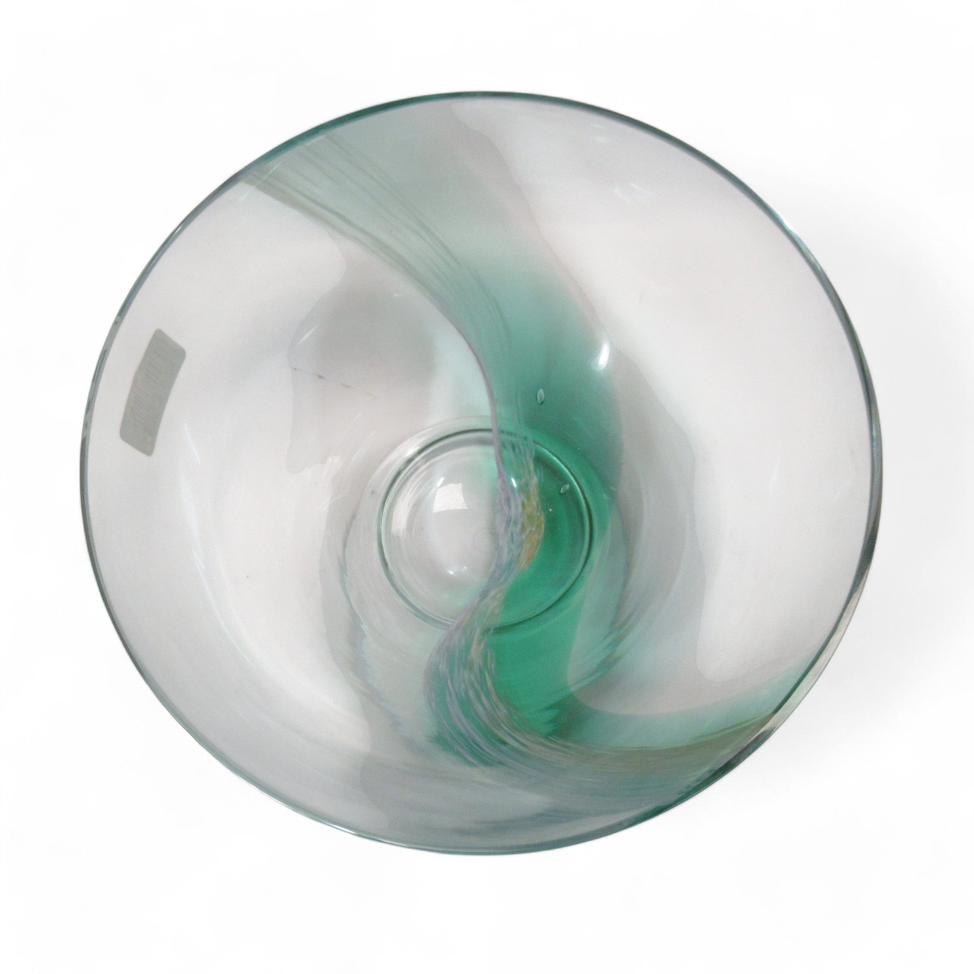 Top image of Caithness Scottish Glass Bowl Green Swirl Boxed Decorative