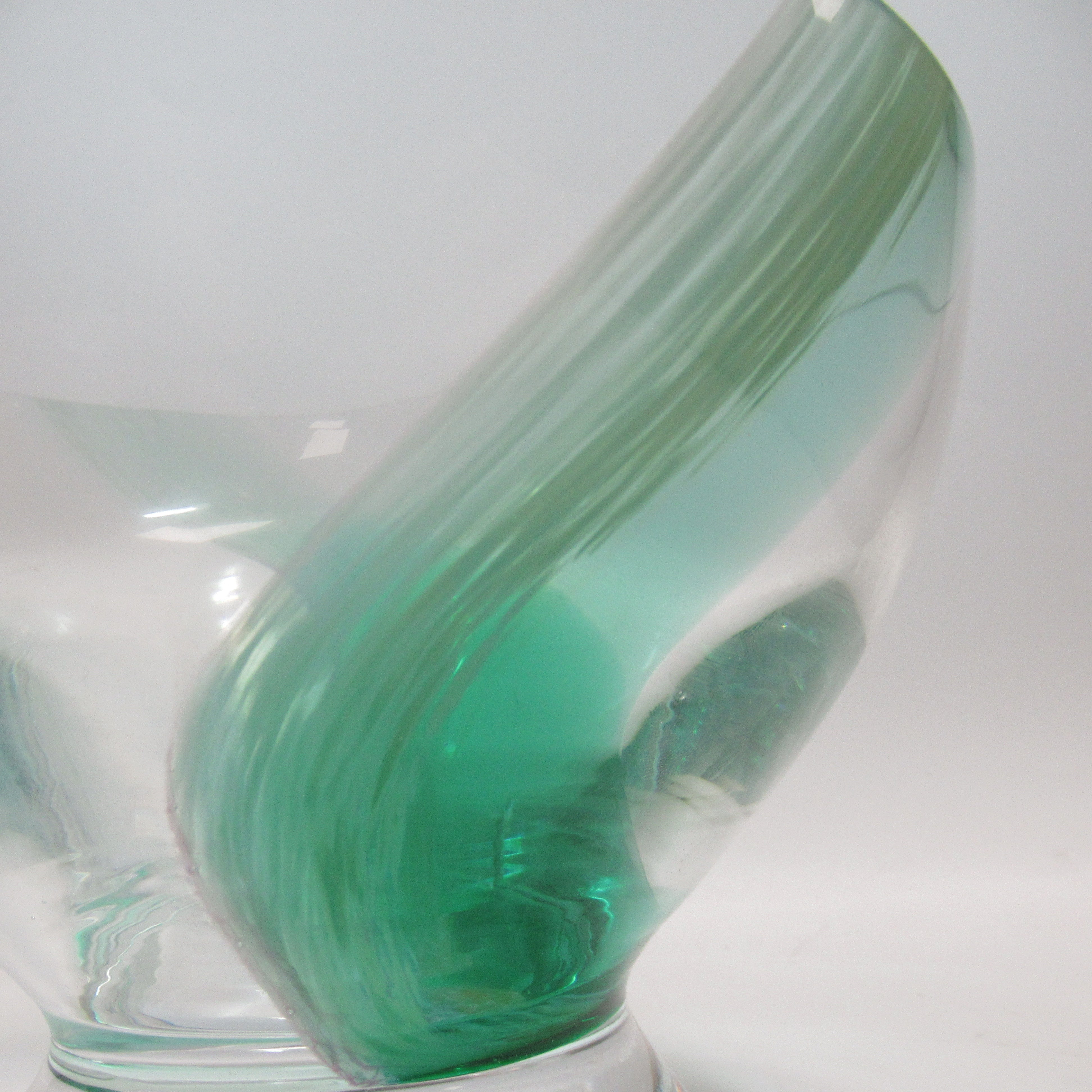 Close up image of Caithness Scottish Glass Bowl Green Swirl Boxed Decorative