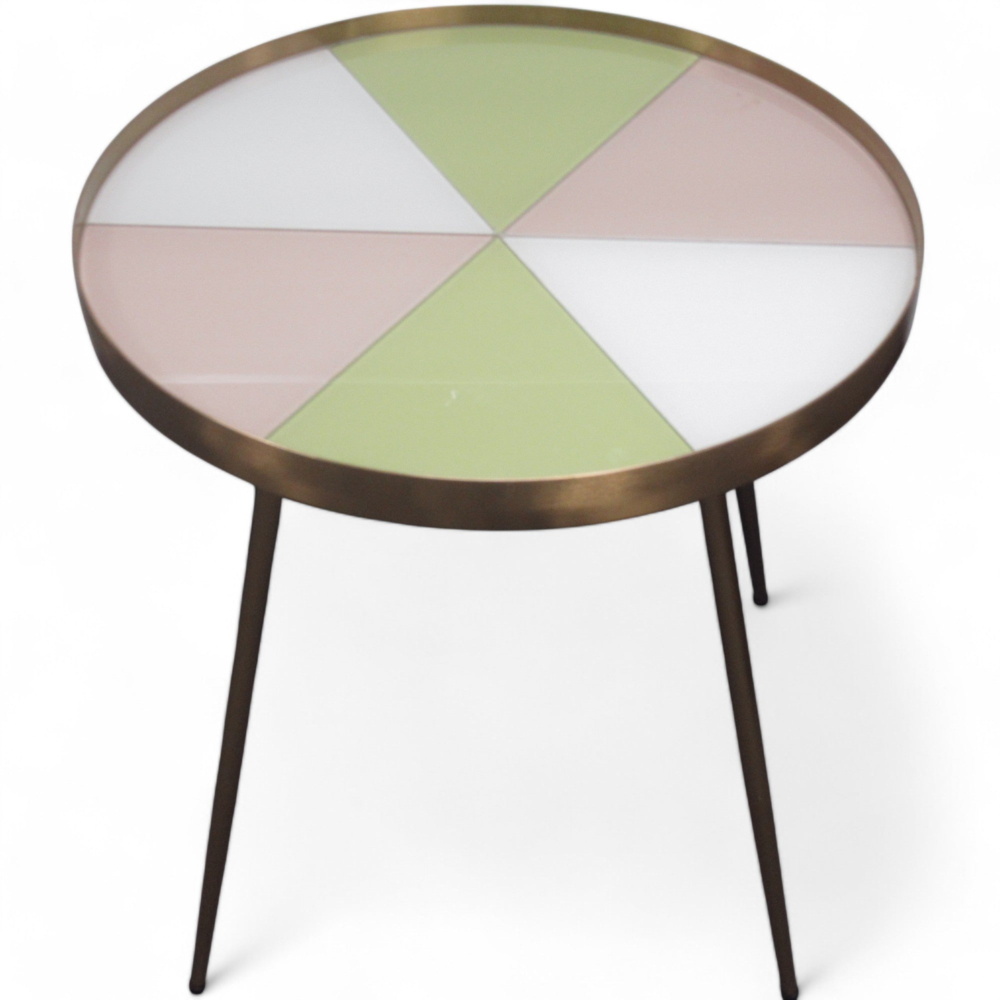 Overview image of Round Glass Tray Table Multicolour Gold Trim Unbranded